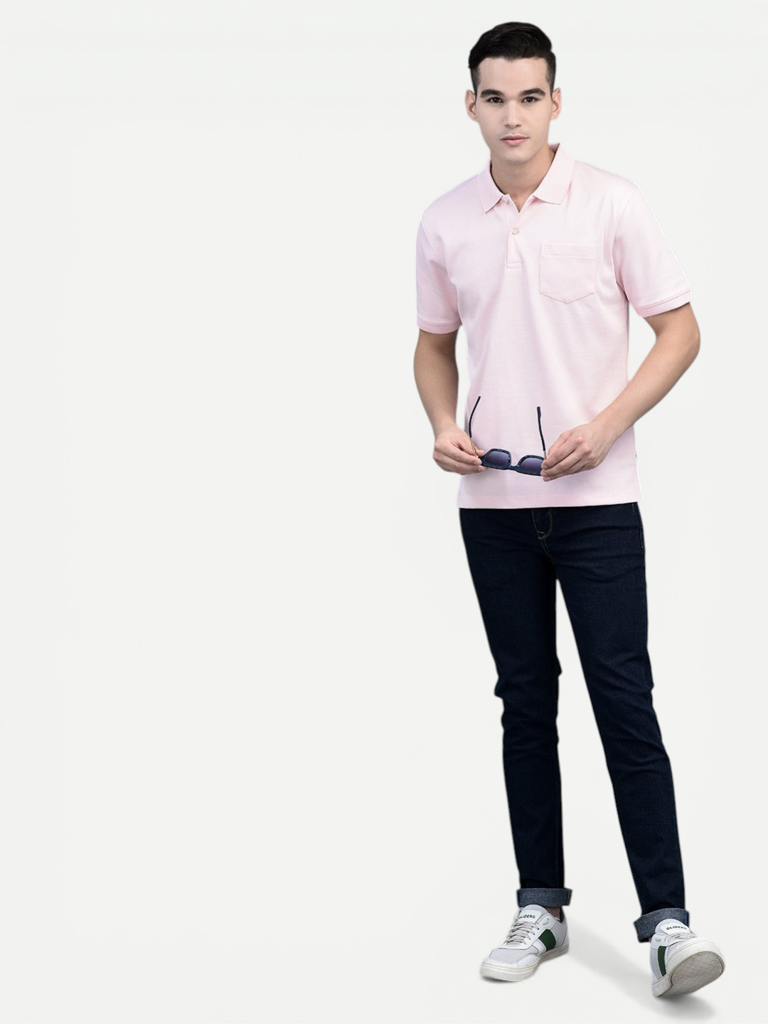 Canoe Men Short Sleeve Polo Neck Solid Pattern T-Shirt