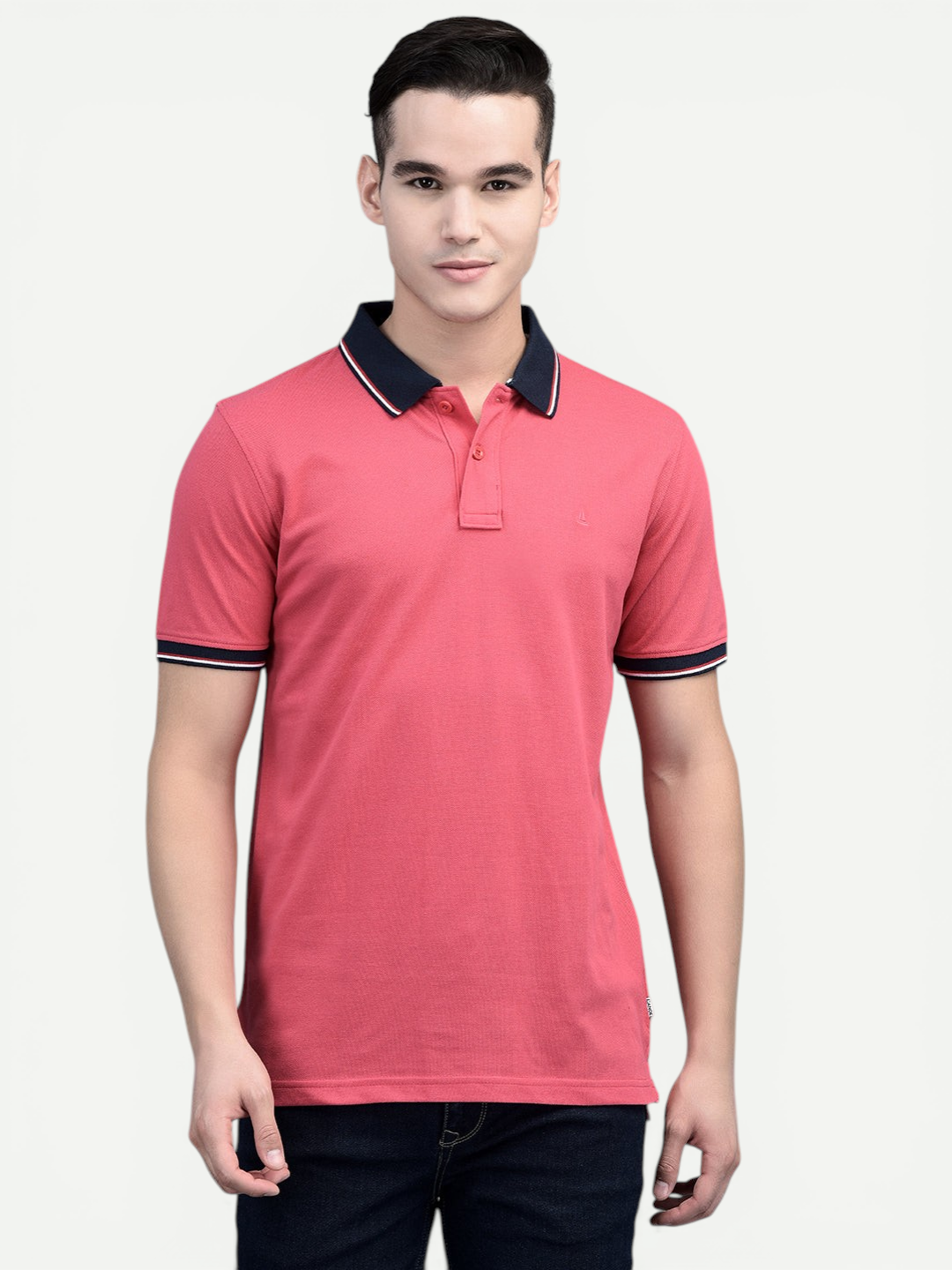 Canoe Men Short Sleeve Polo Neck Solid Pattern T-Shirt