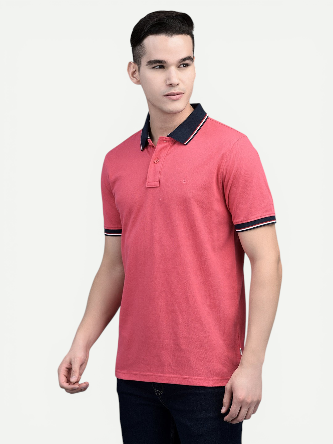 Canoe Men Short Sleeve Polo Neck Solid Pattern T-Shirt