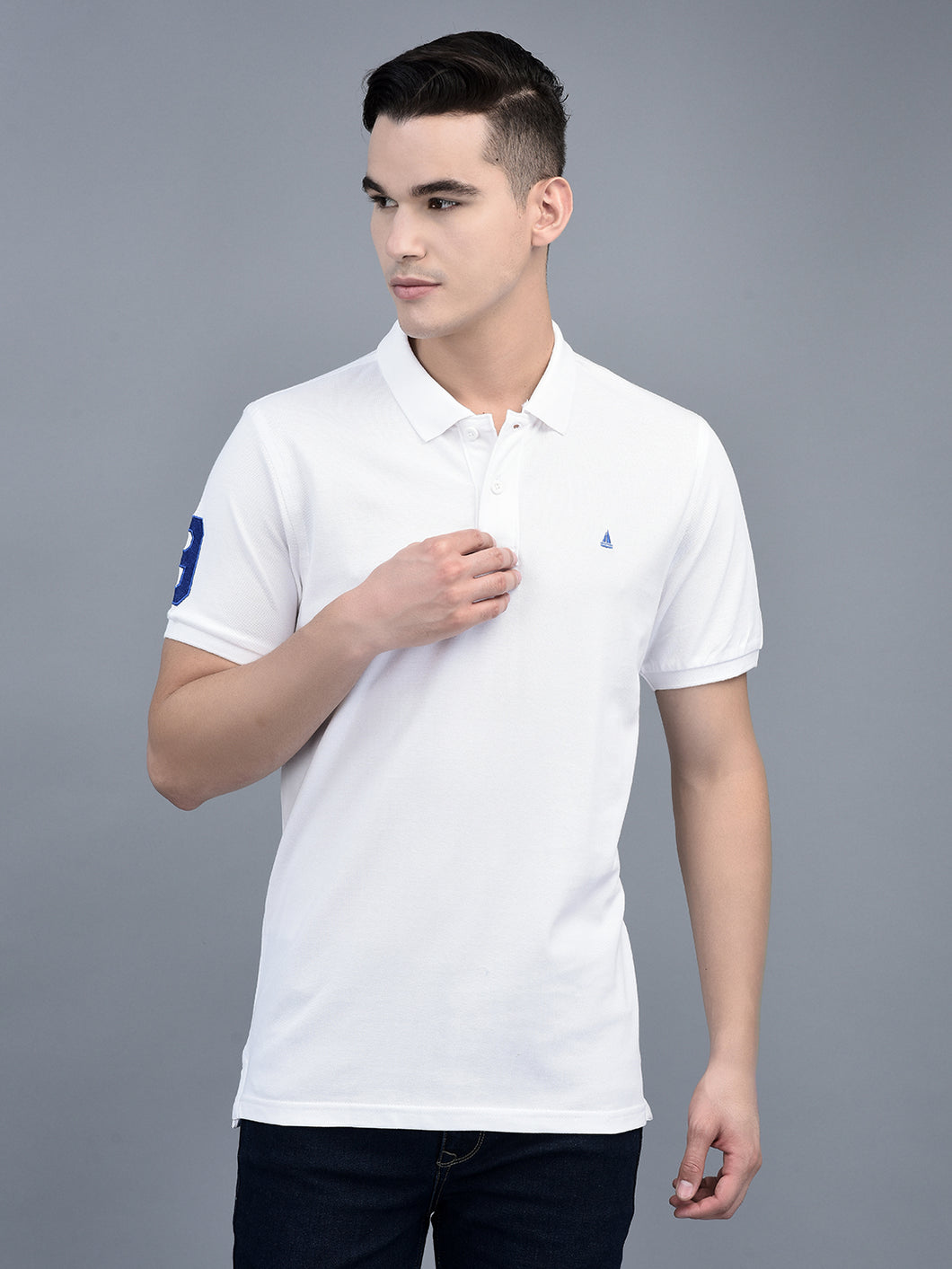 Canoe Men Short Sleeve Polo Neck Solid Pattern T-Shirt