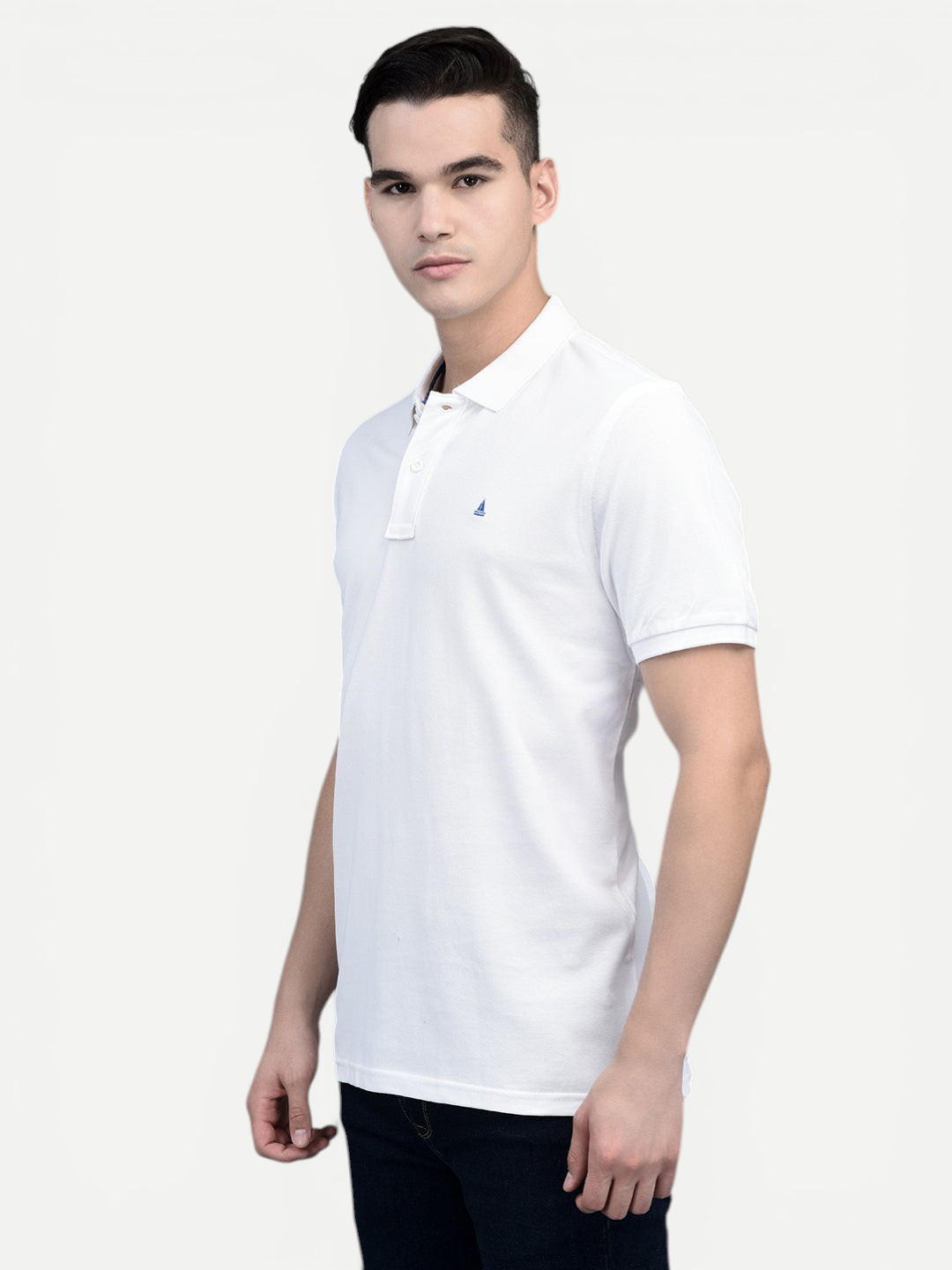 Canoe Men Short Sleeve Polo Neck Solid Pattern T-Shirt