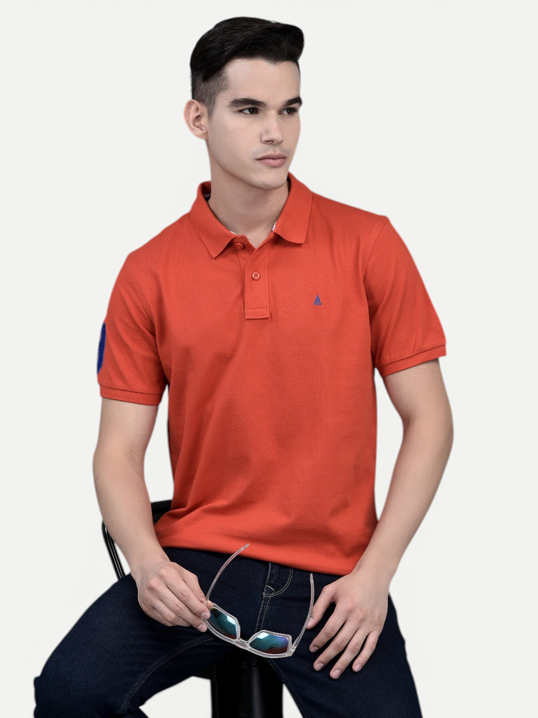 Canoe Men Short Sleeve Polo Neck Solid Pattern T-Shirt
