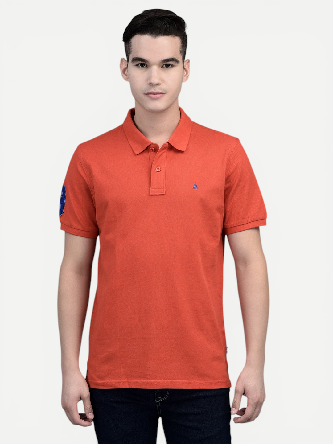 Canoe Men Short Sleeve Polo Neck Solid Pattern T-Shirt