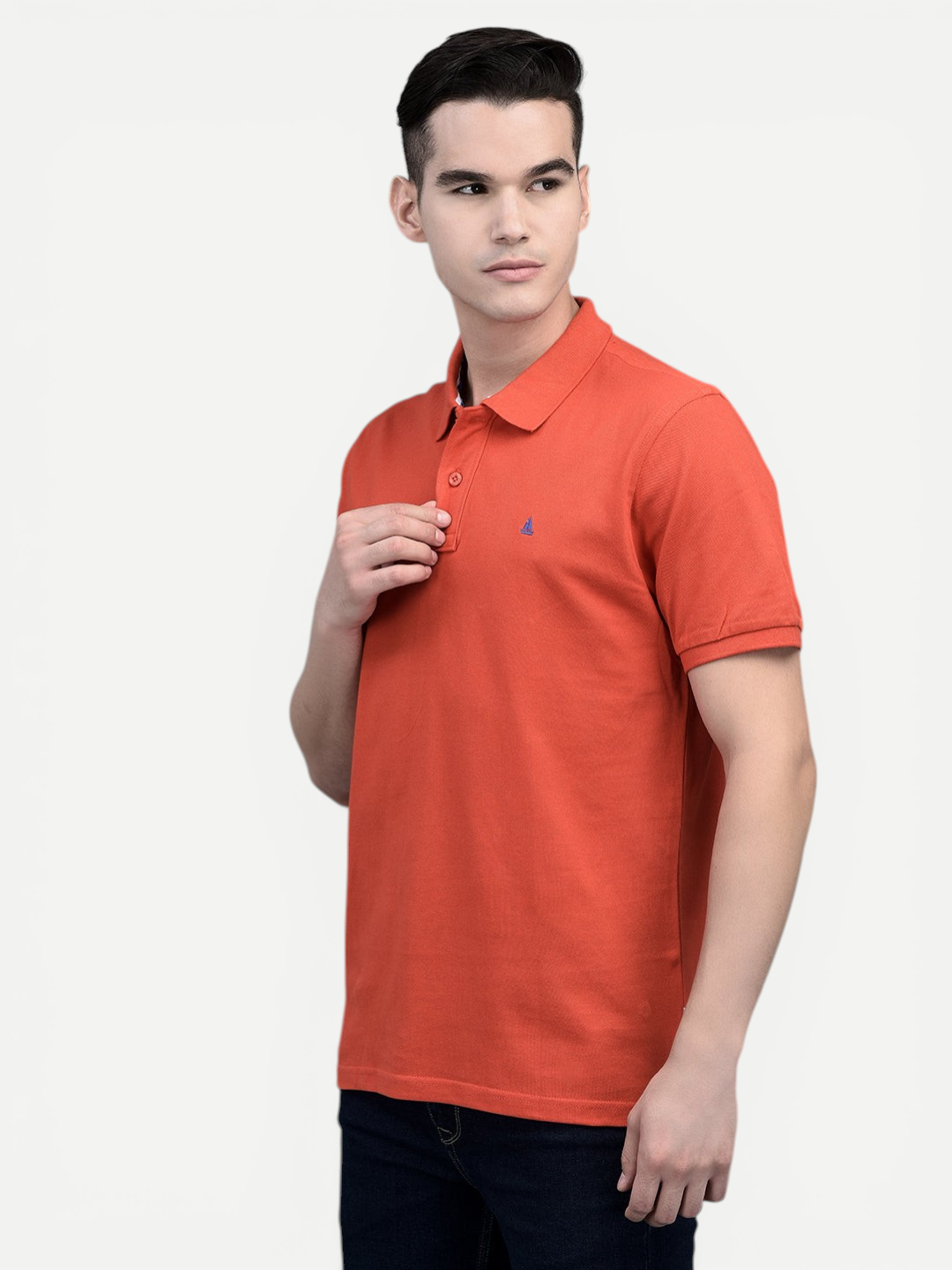 Canoe Men Short Sleeve Polo Neck Solid Pattern T-Shirt