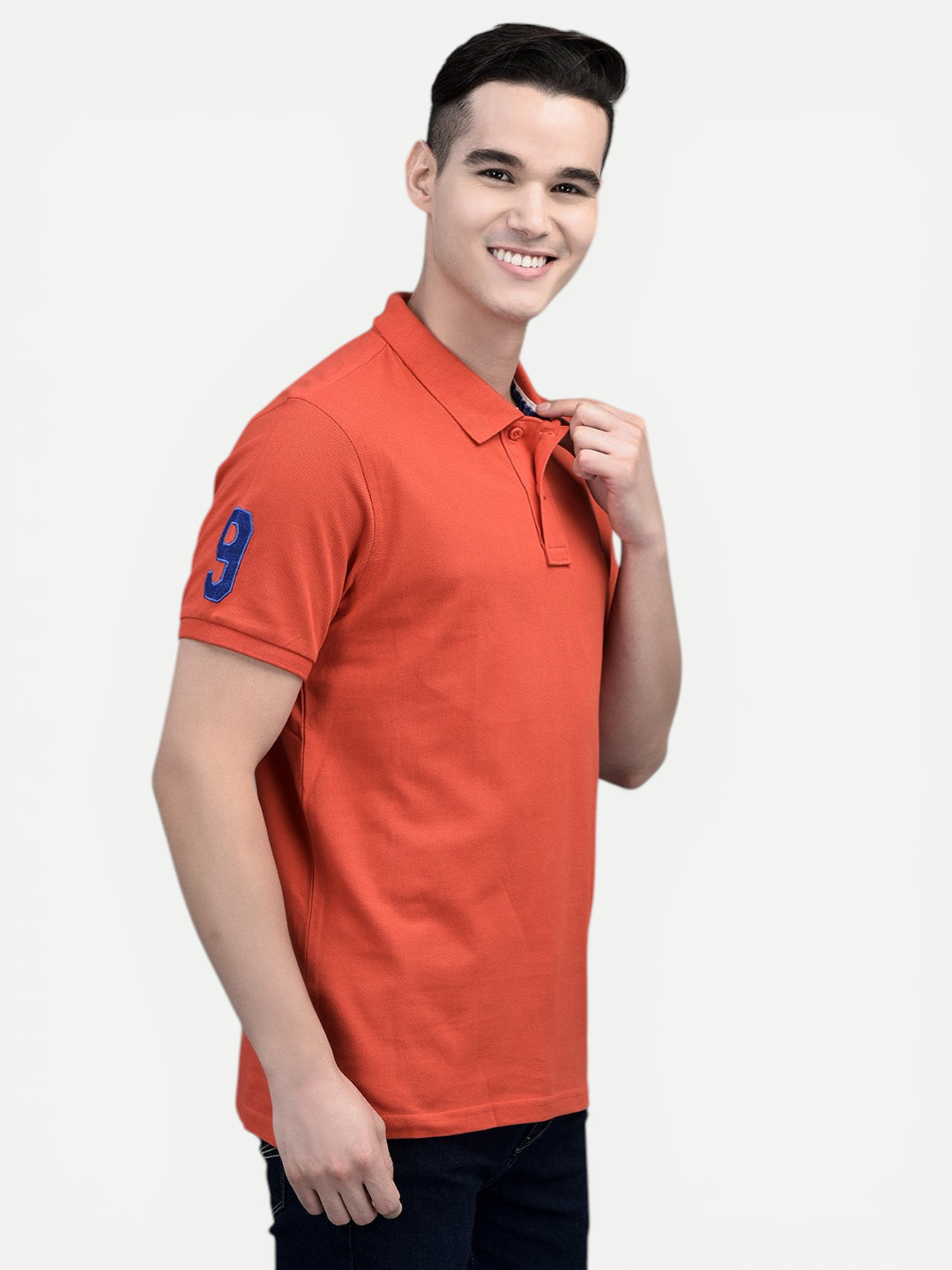 Canoe Men Short Sleeve Polo Neck Solid Pattern T-Shirt