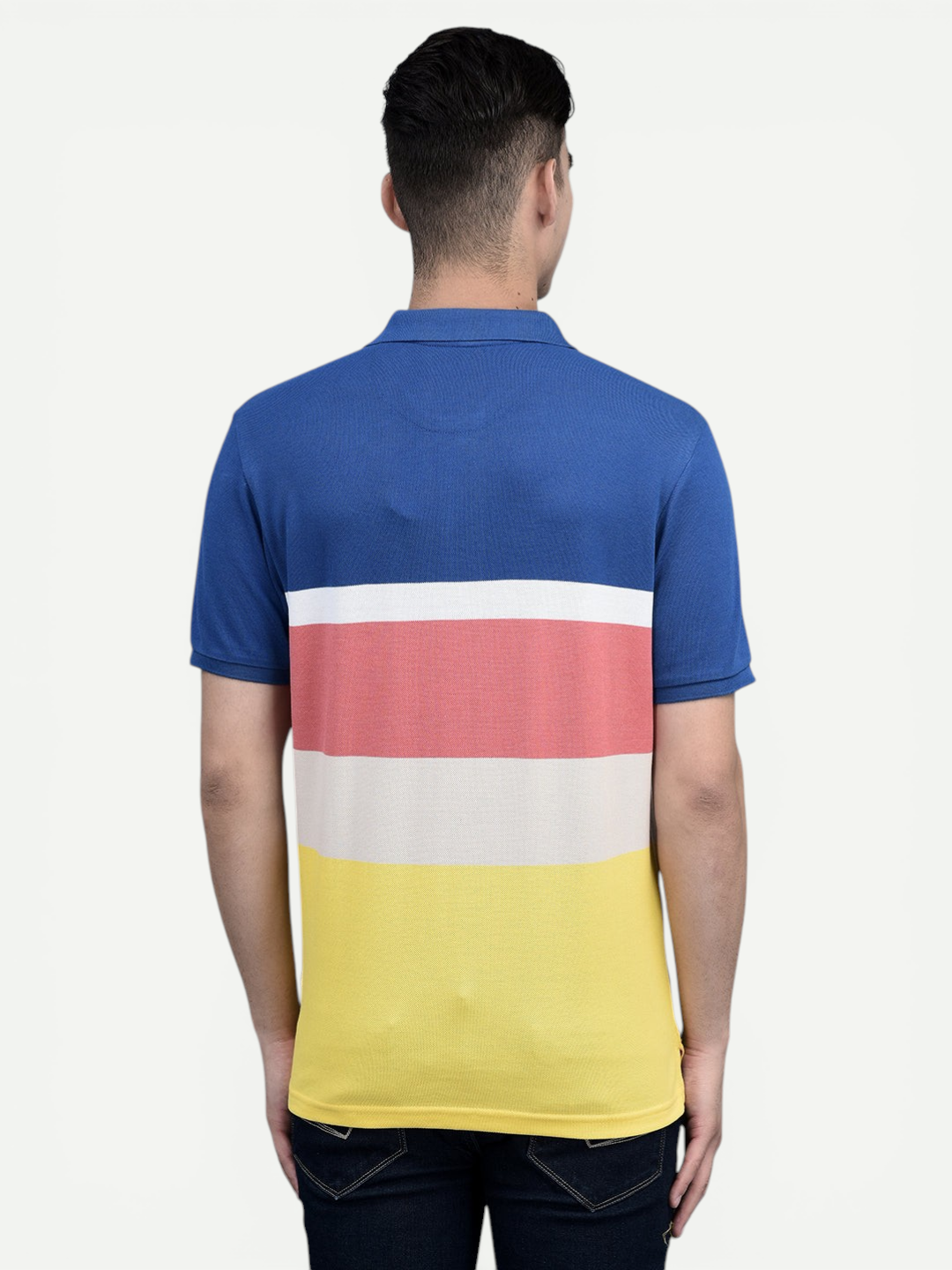Canoe Men Short Sleeve Polo Neck Striped Pattern T-Shirt