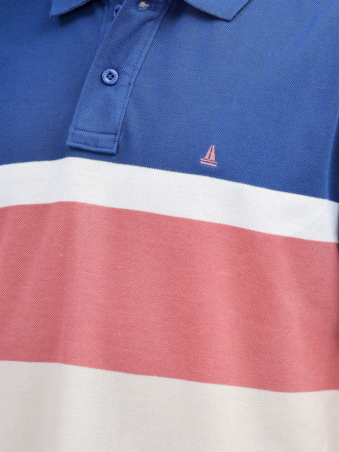 Canoe Men Short Sleeve Polo Neck Striped Pattern T-Shirt