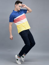Load image into Gallery viewer, Canoe Men Short Sleeve Polo Neck Striped Pattern T-Shirt
