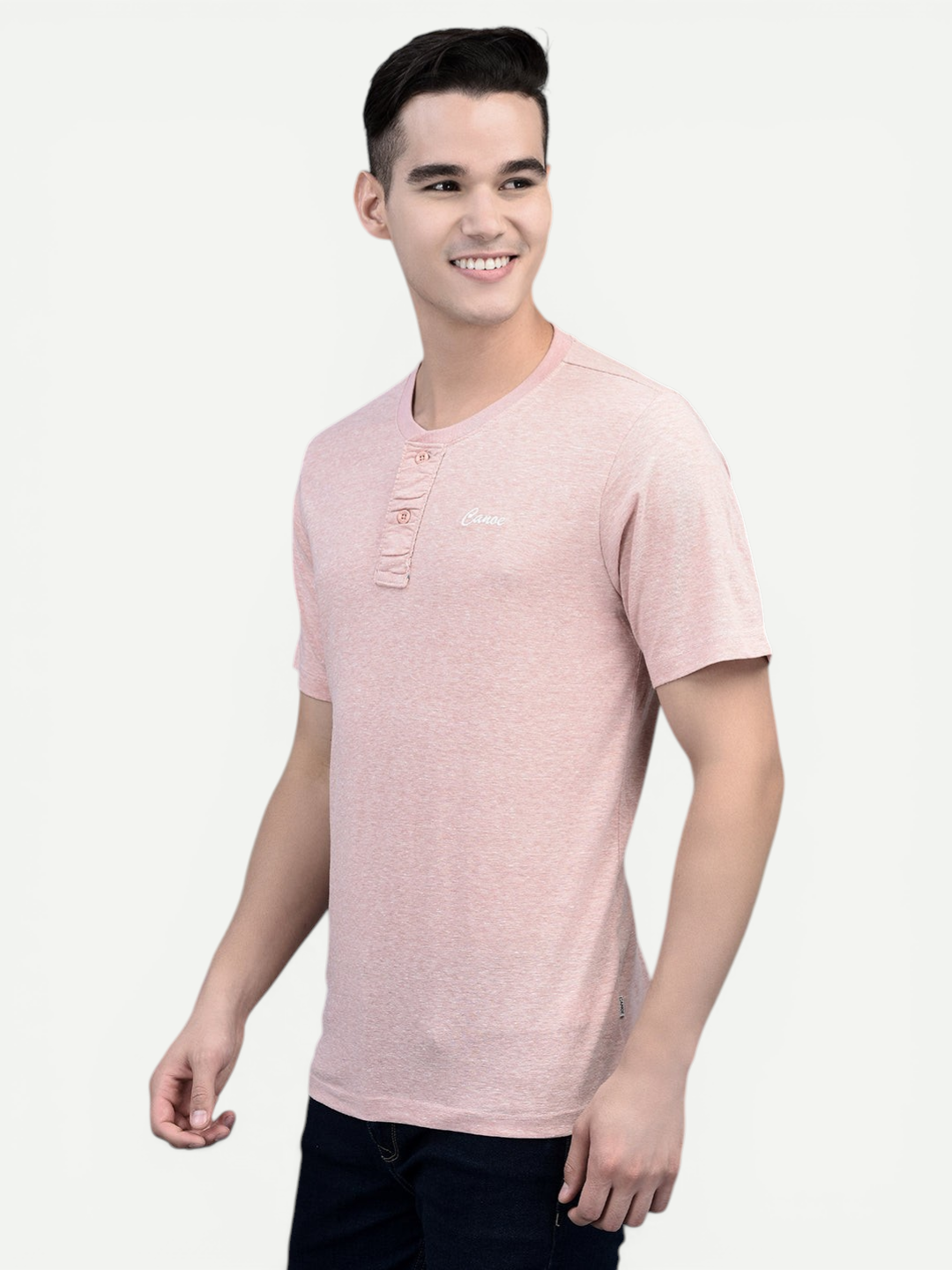 Canoe Men Short Sleeve Polo Neck Self Design Pattern T-Shirt