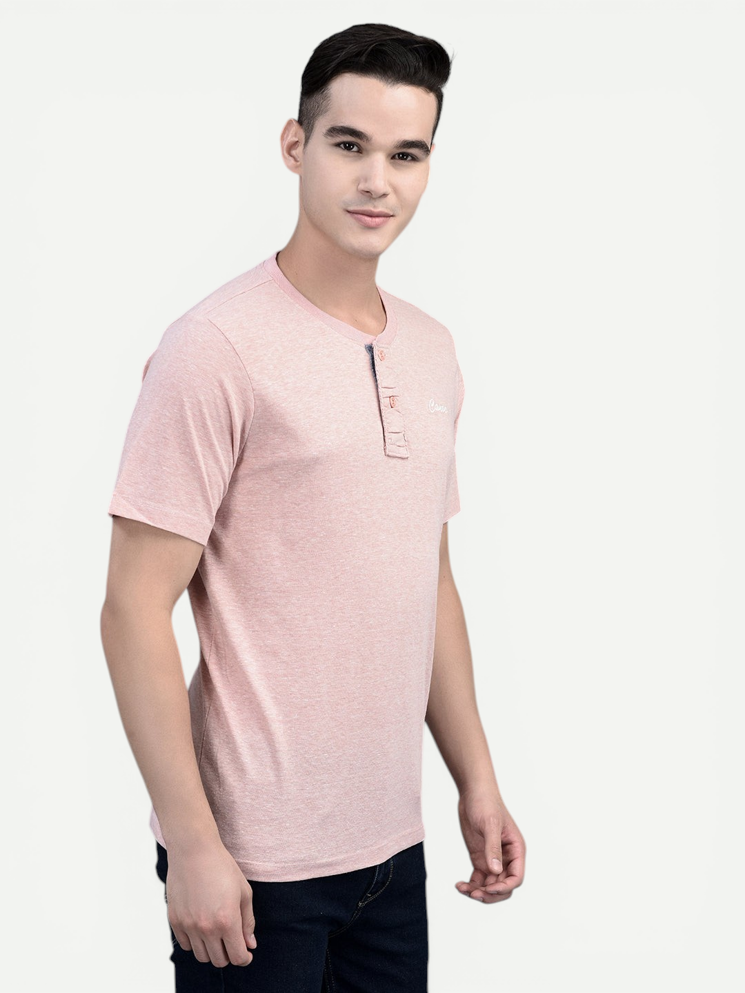 Canoe Men Short Sleeve Polo Neck Self Design Pattern T-Shirt