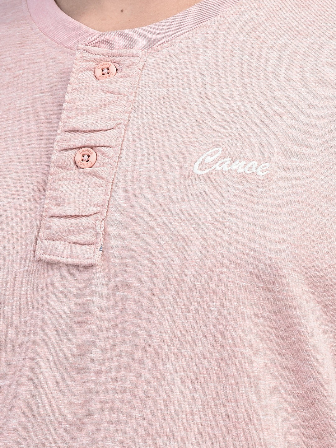 Canoe Men Short Sleeve Polo Neck Self Design Pattern T-Shirt