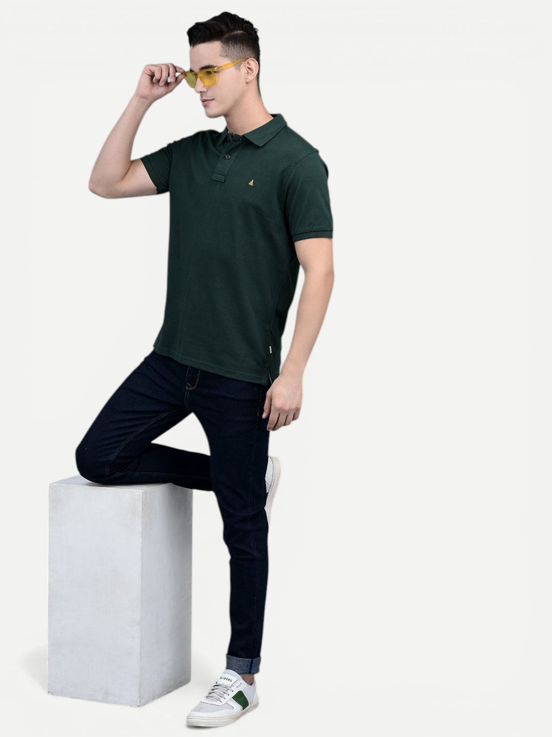 Canoe Men Short Sleeve Polo Neck Solid Pattern T-Shirt