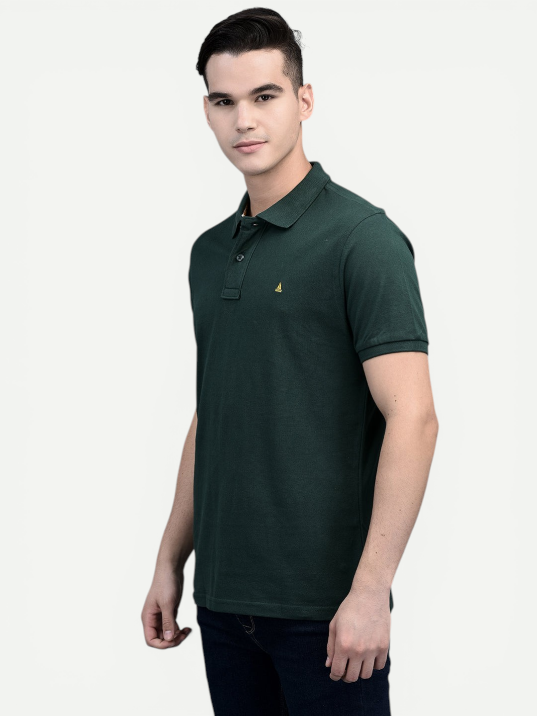 Canoe Men Short Sleeve Polo Neck Solid Pattern T-Shirt