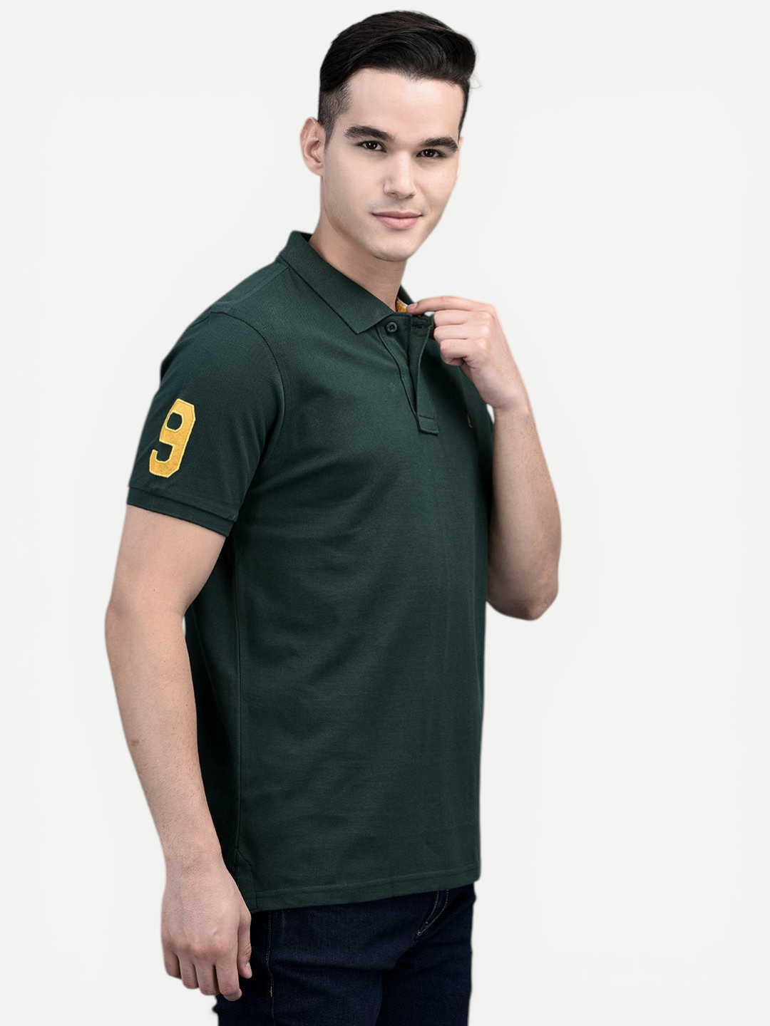 Canoe Men Short Sleeve Polo Neck Solid Pattern T-Shirt