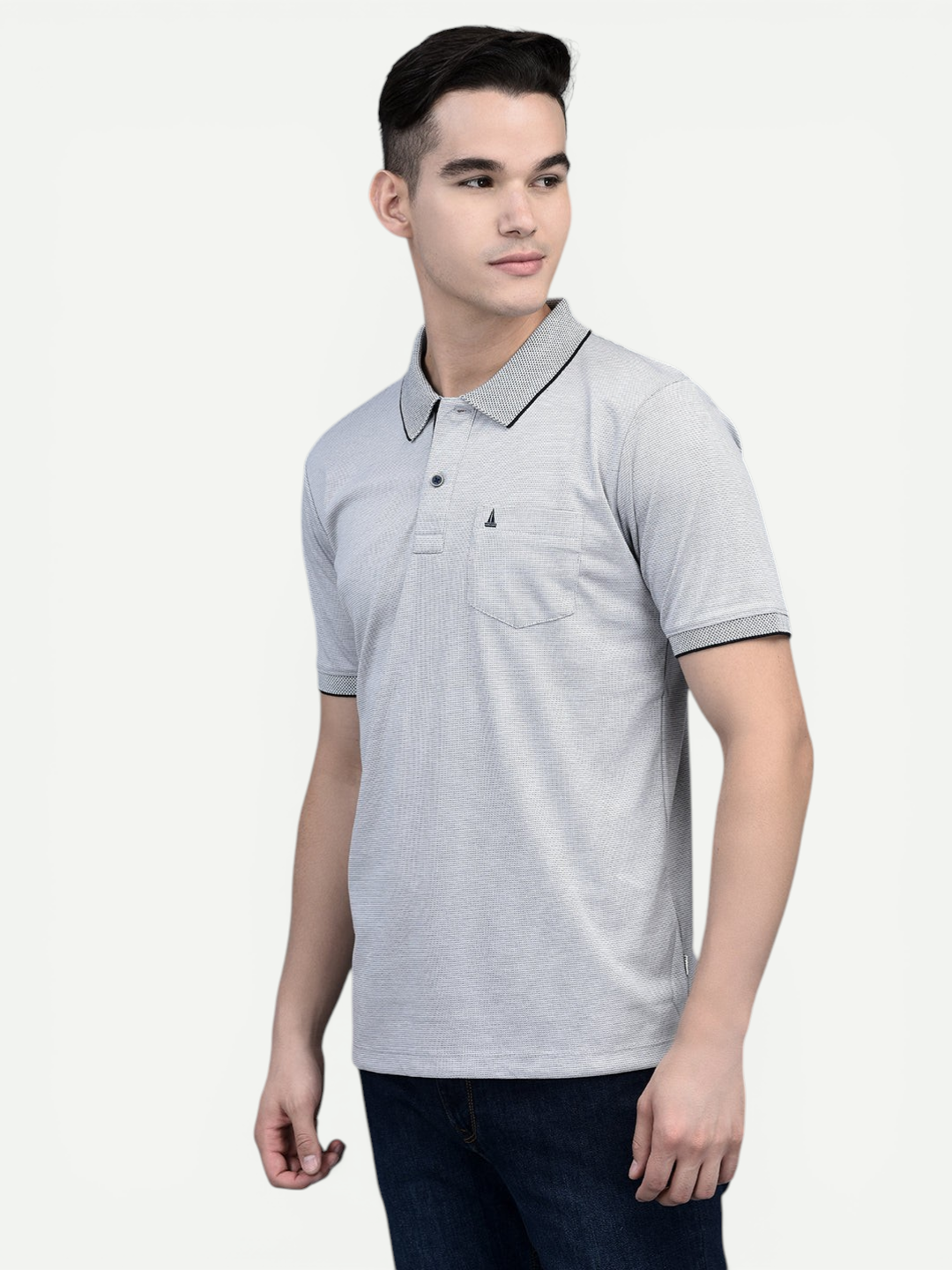 Canoe Men Short Sleeve Polo Neck Solid Pattern T-Shirt