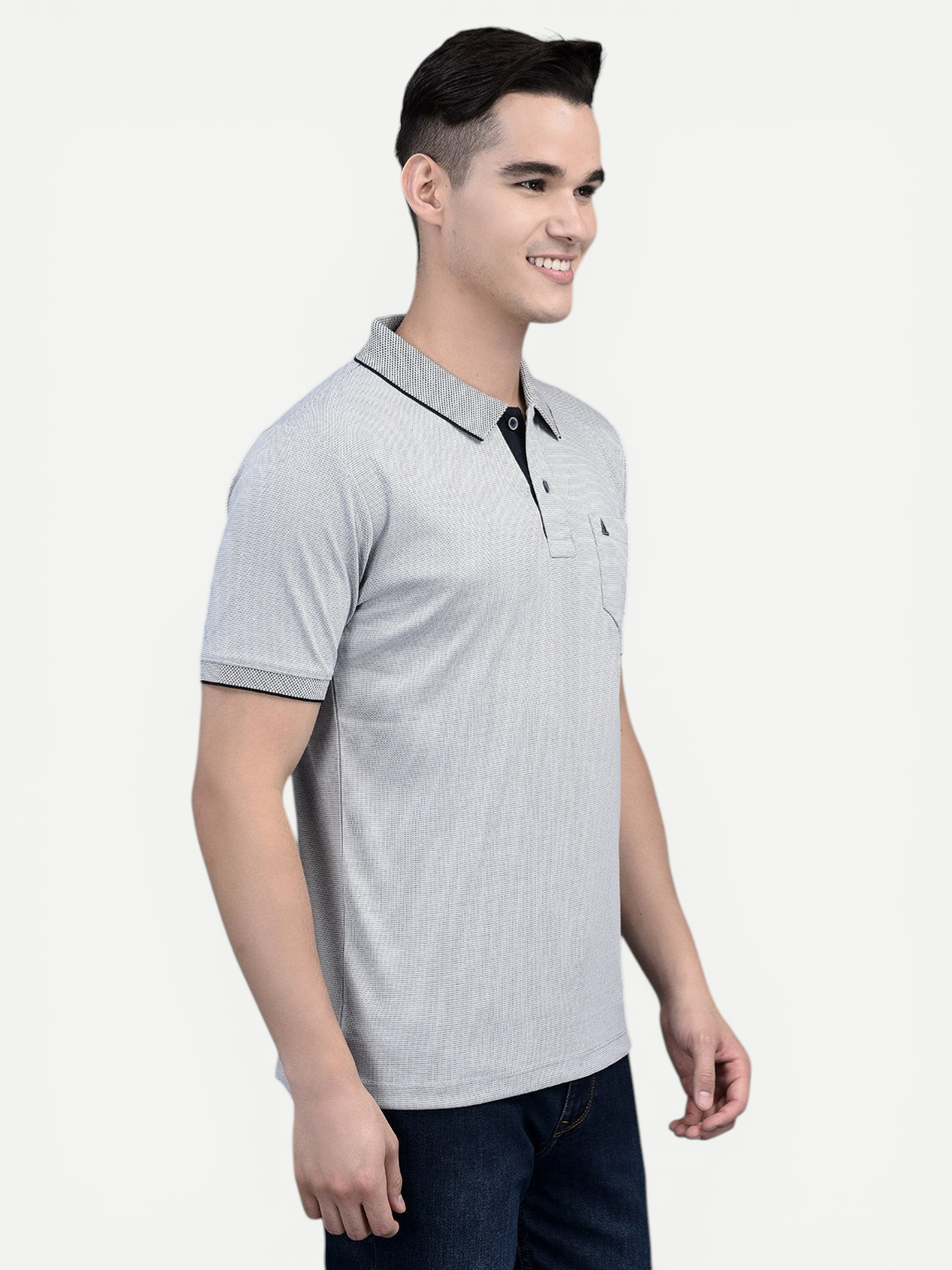Canoe Men Short Sleeve Polo Neck Solid Pattern T-Shirt