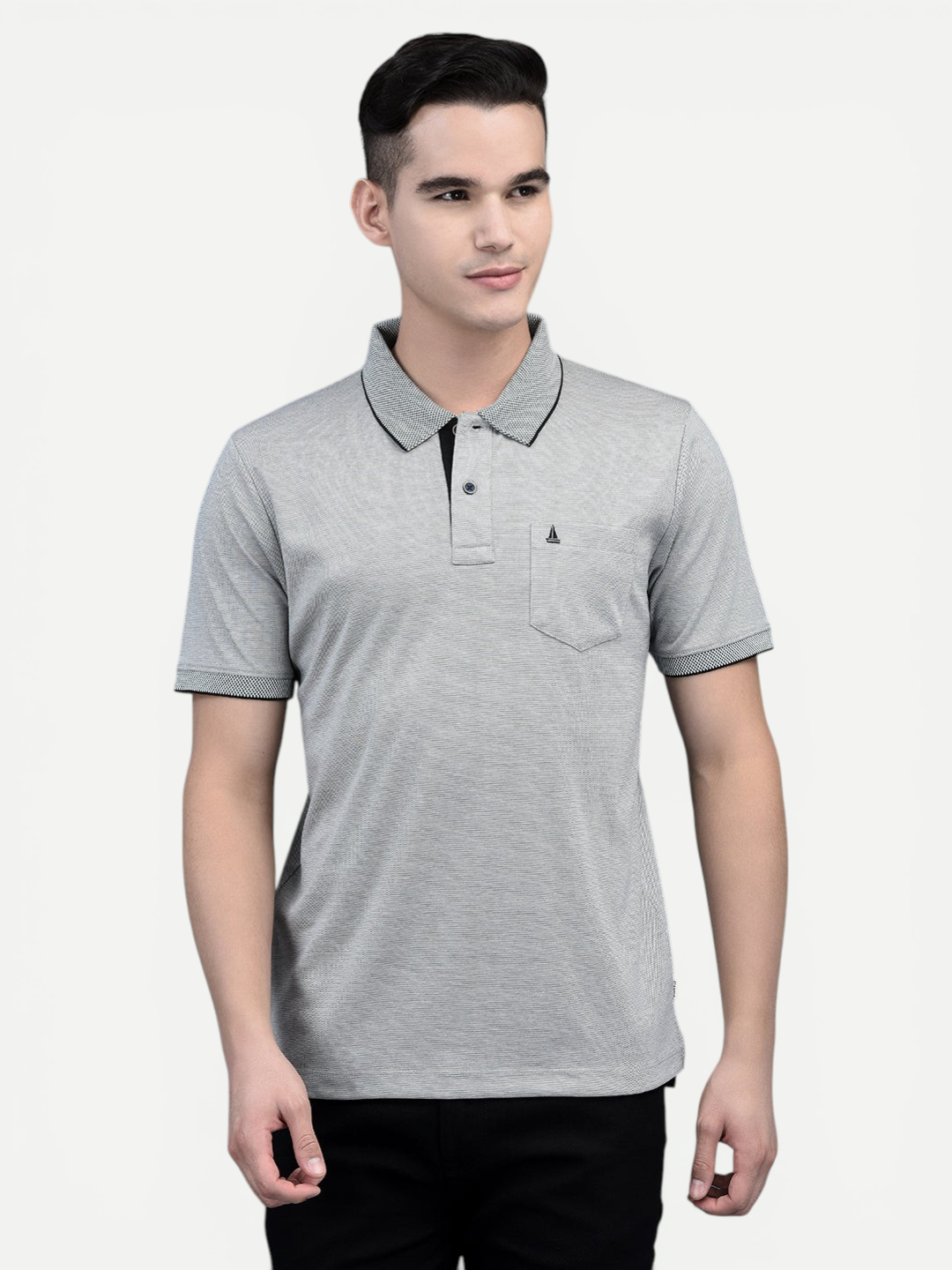Canoe Men Short Sleeve Polo Neck Solid Pattern T-Shirt