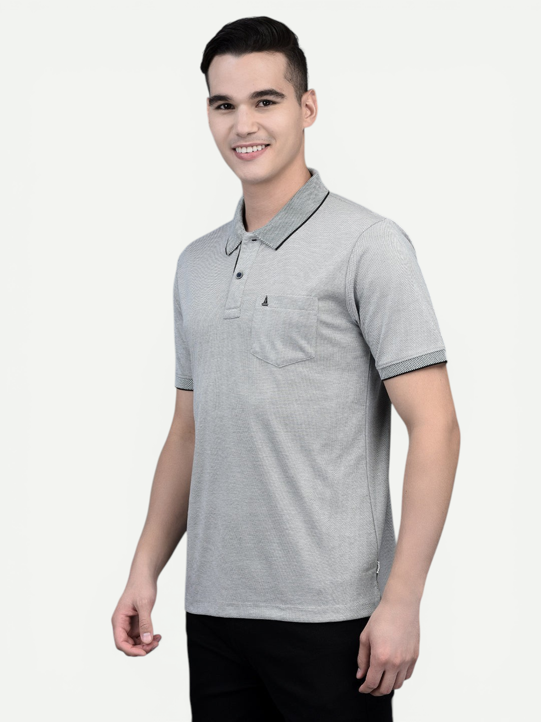 Canoe Men Short Sleeve Polo Neck Solid Pattern T-Shirt