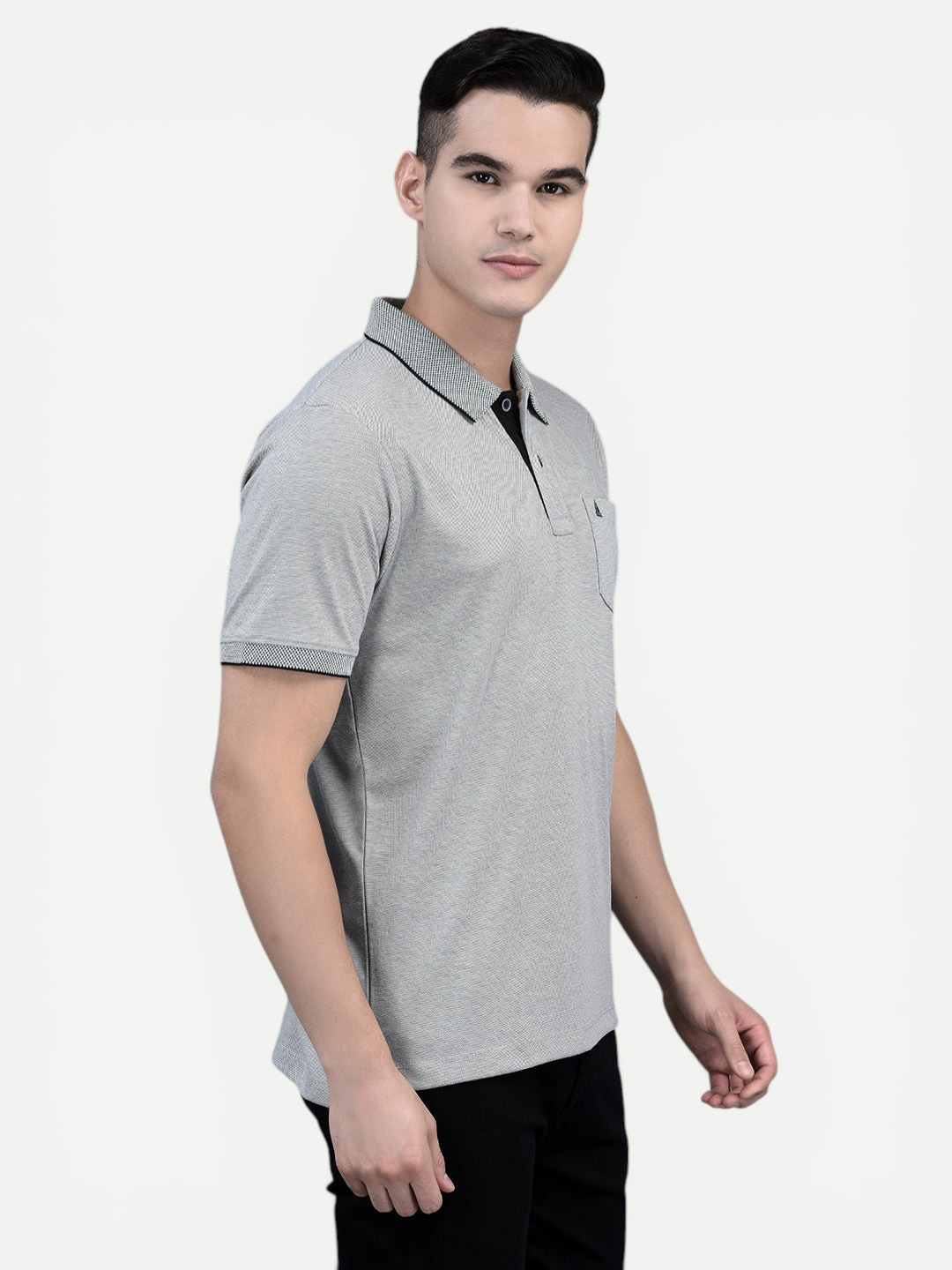 Canoe Men Short Sleeve Polo Neck Solid Pattern T-Shirt