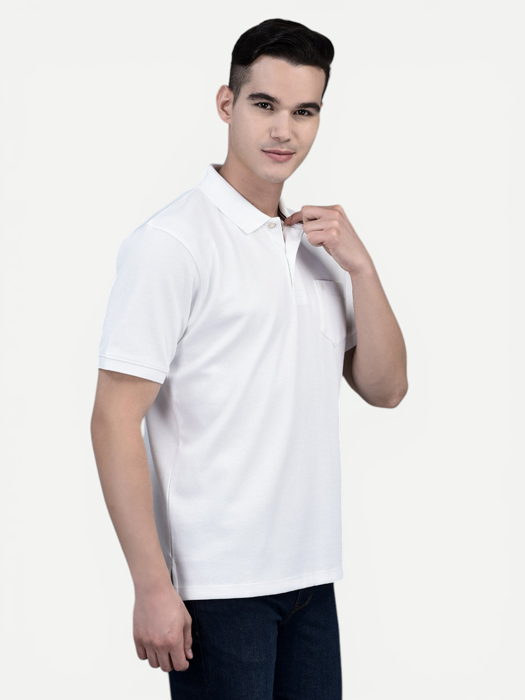 Canoe Men Short Sleeve Polo Neck Solid Pattern T-Shirt