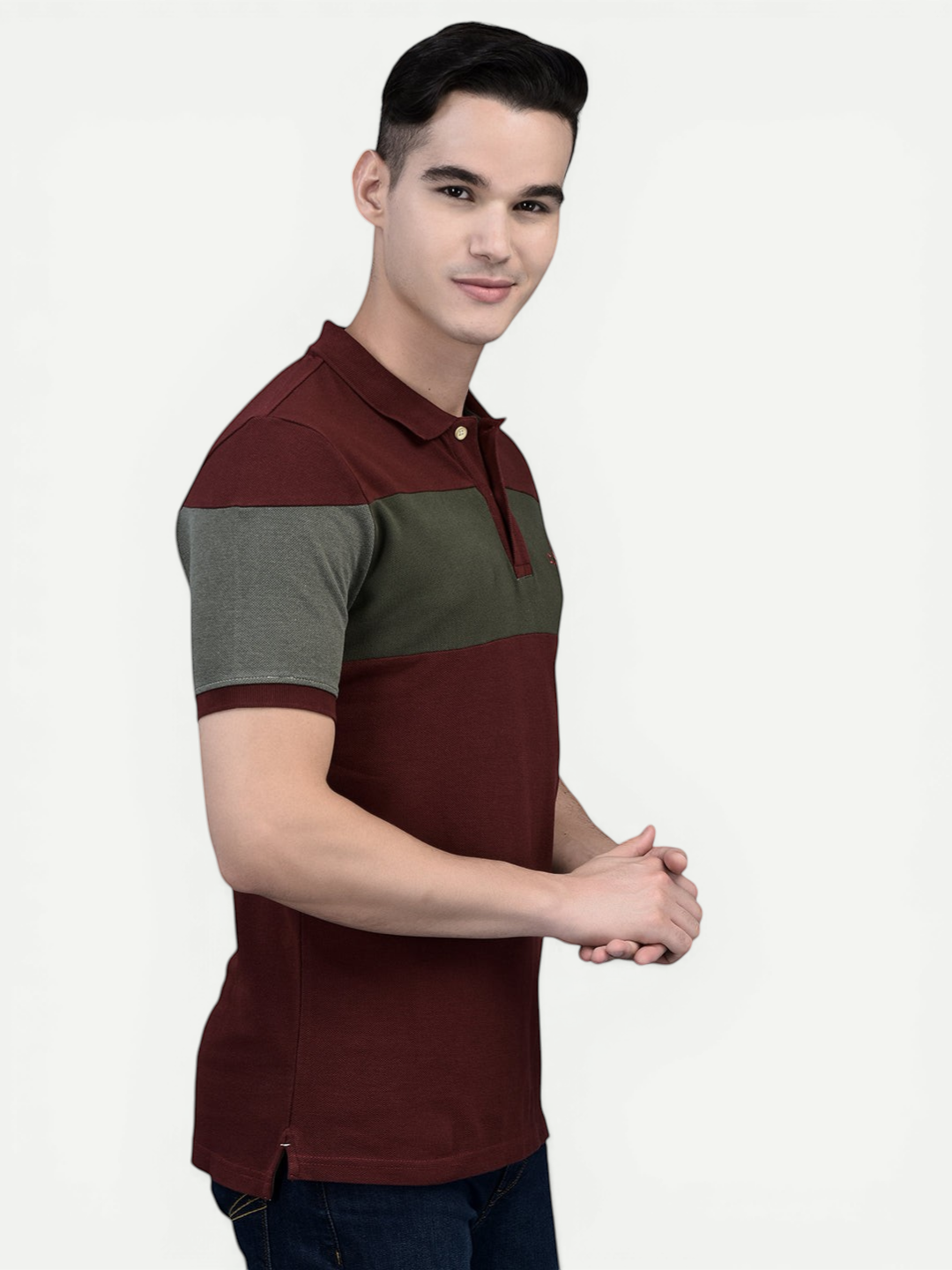 Canoe Men Short Sleeve Polo Neck Solid Pattern T-Shirt