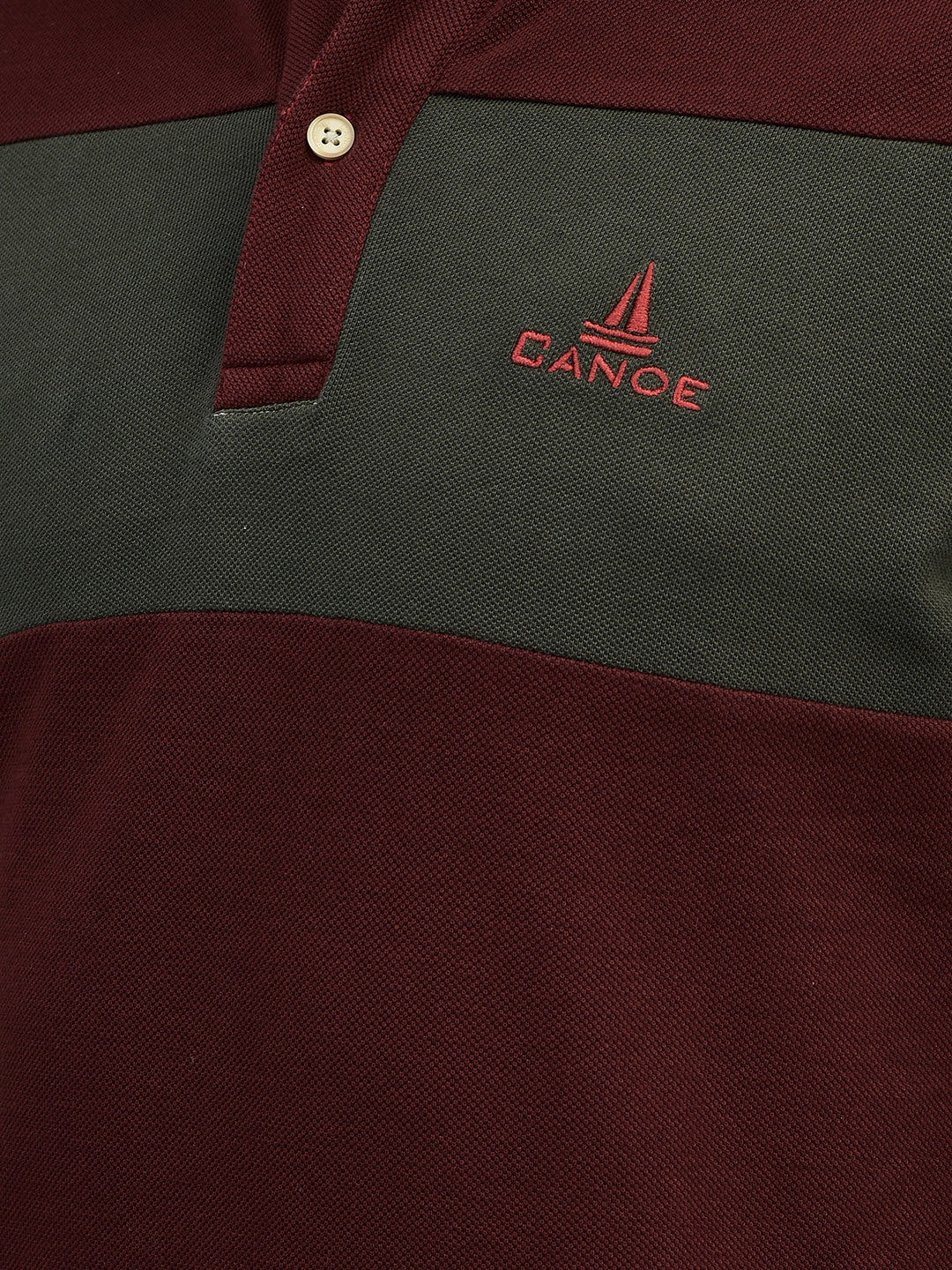 Canoe Men Short Sleeve Polo Neck Solid Pattern T-Shirt