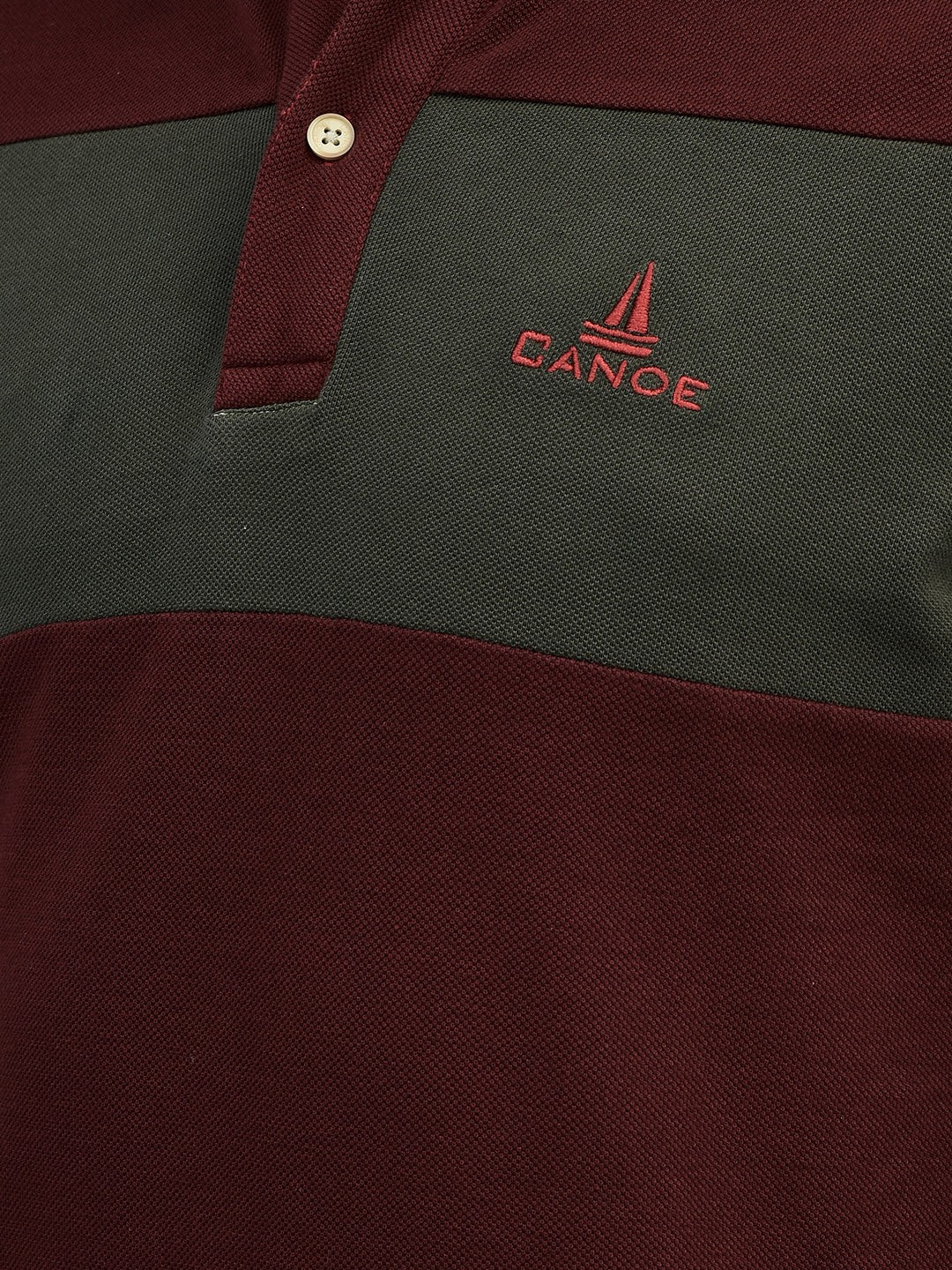 Canoe Men Short Sleeve Polo Neck Solid Pattern T-Shirt