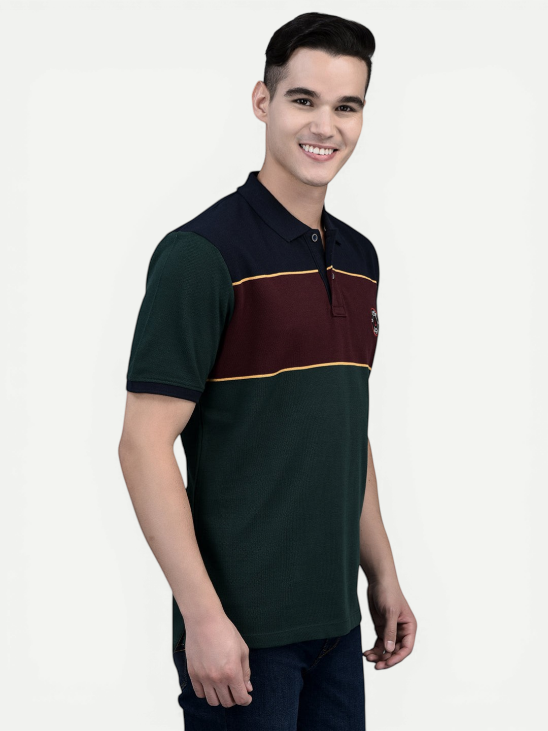 Canoe Men Short Sleeve Polo Neck Solid Pattern T-Shirt