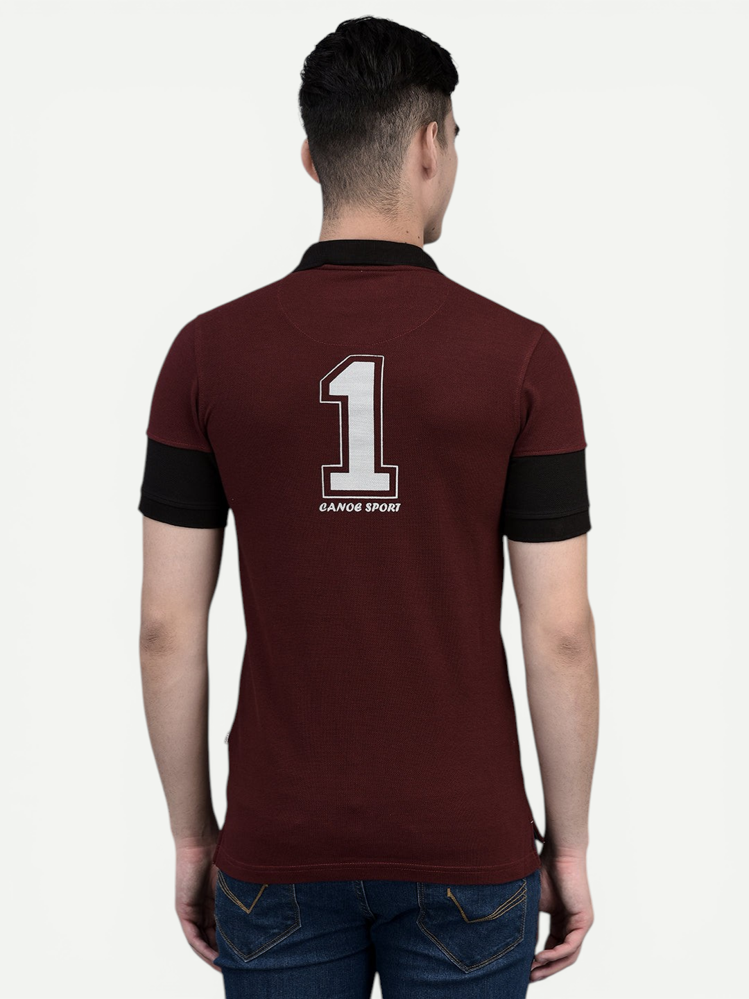 Canoe Men Short Sleeve Polo Neck Printed Pattern T-Shirt