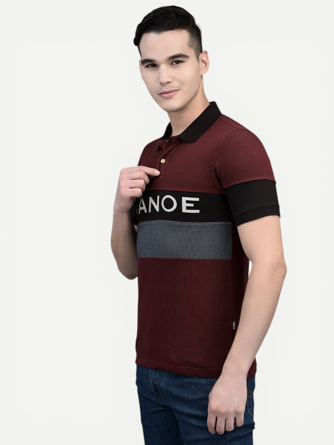 Canoe Men Short Sleeve Polo Neck Printed Pattern T-Shirt