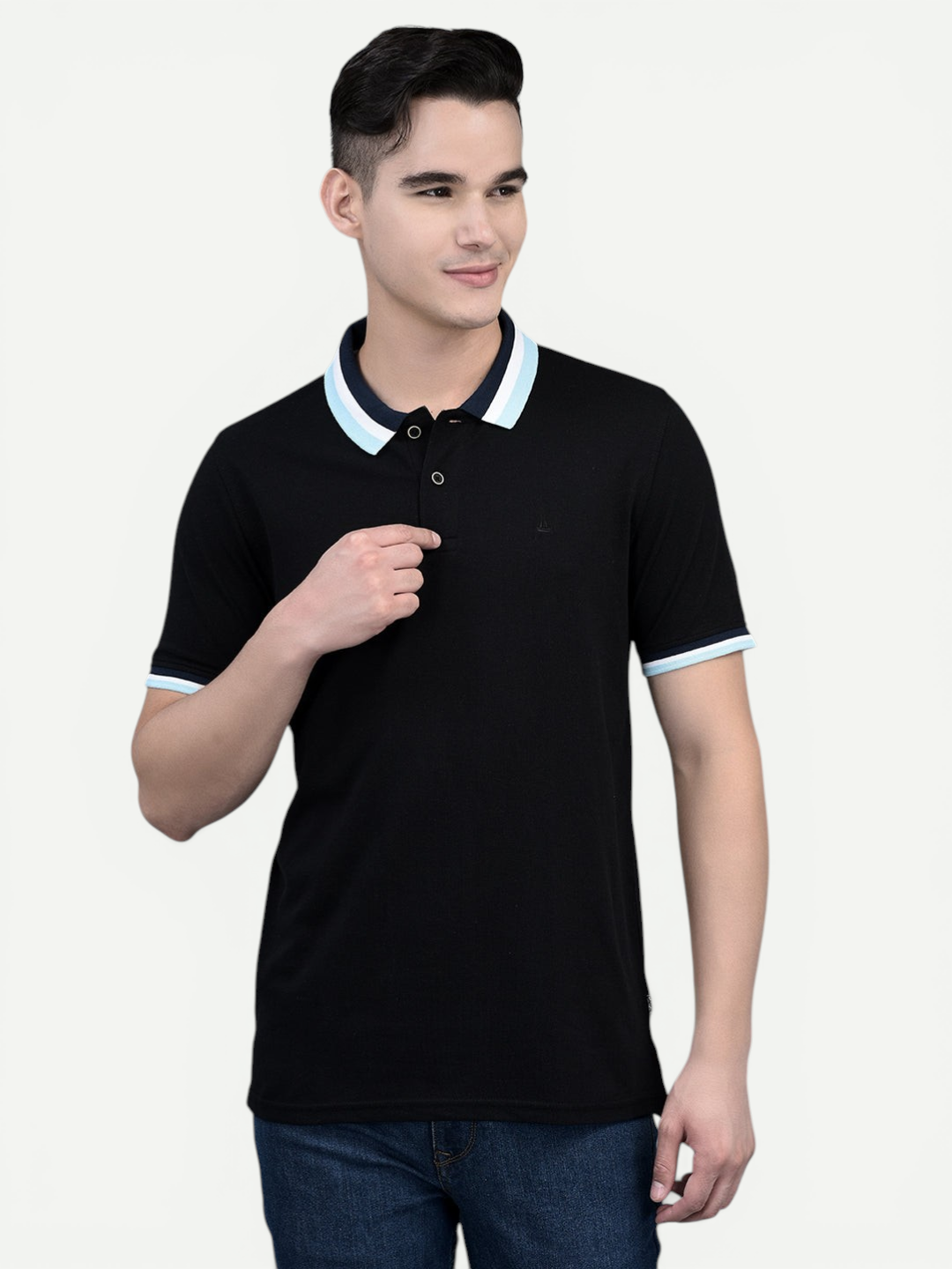 Canoe Men Short Sleeve Polo Neck SOLID Pattern T-Shirt