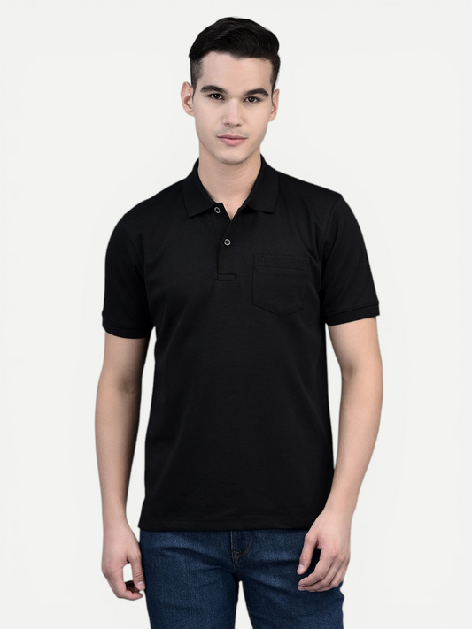 Canoe Men Short Sleeve Polo Neck Solid Pattern T-Shirt