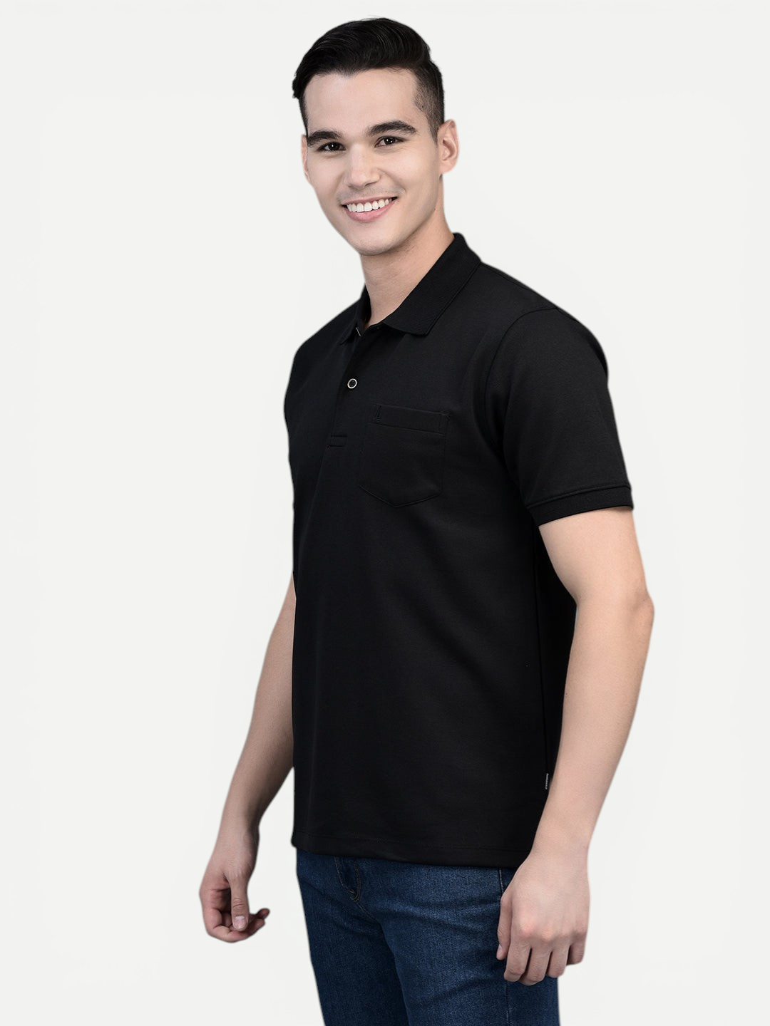 Canoe Men Short Sleeve Polo Neck Solid Pattern T-Shirt