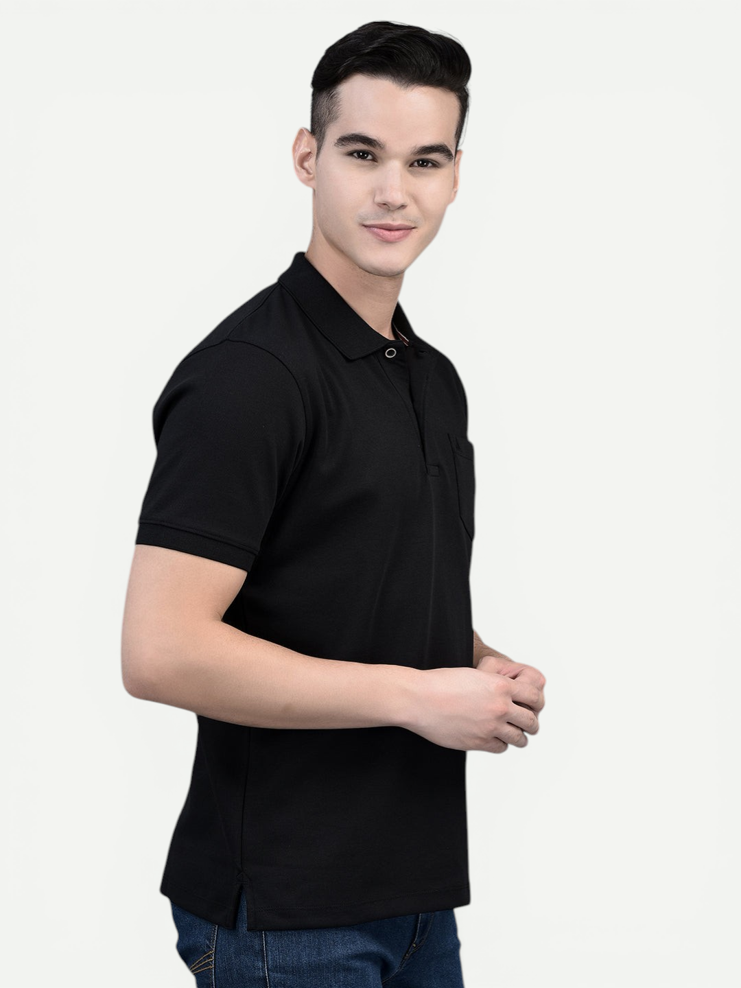 Canoe Men Short Sleeve Polo Neck Solid Pattern T-Shirt