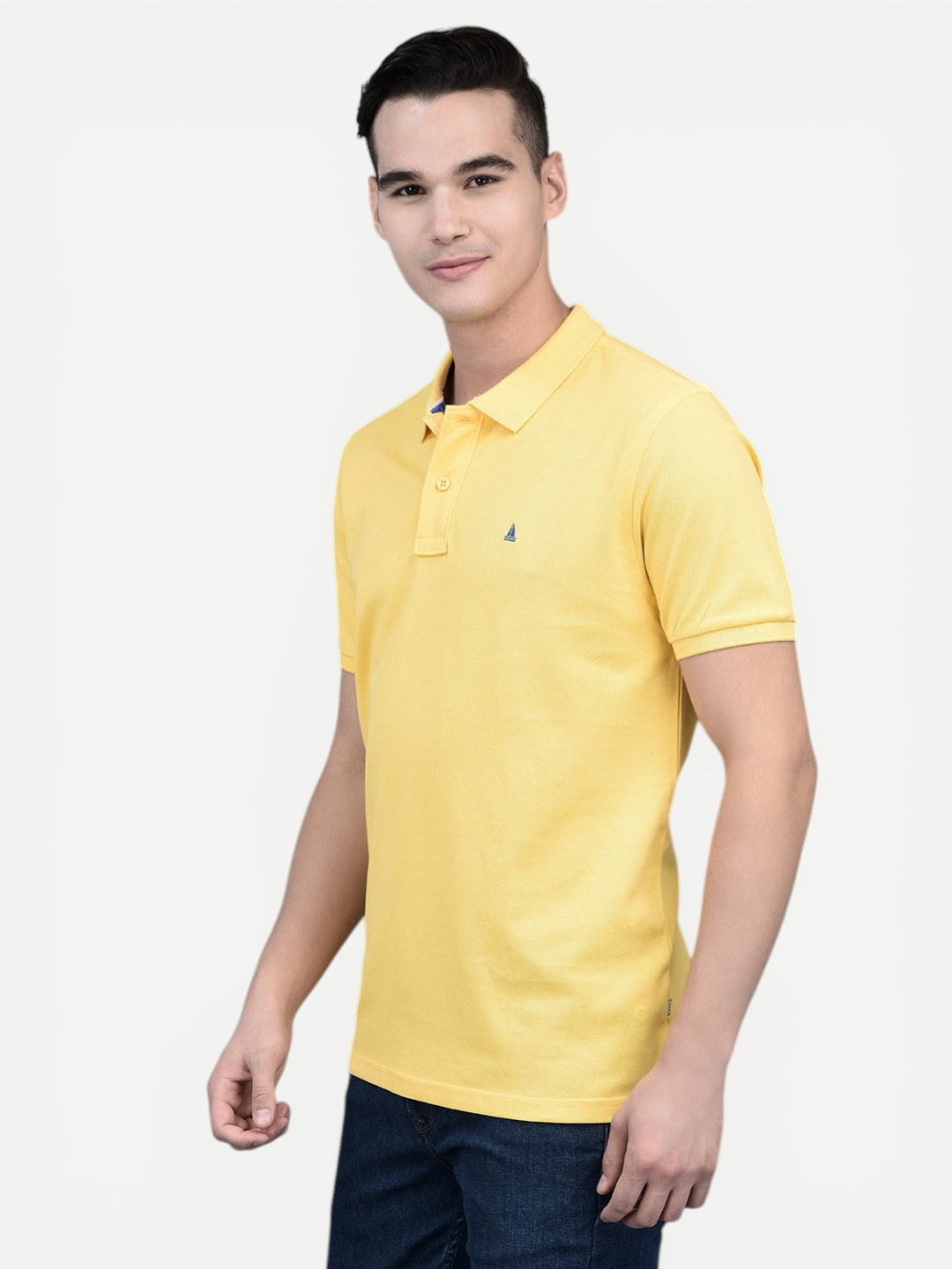 Canoe Men Short Sleeve Polo Neck Solid Pattern T-Shirt
