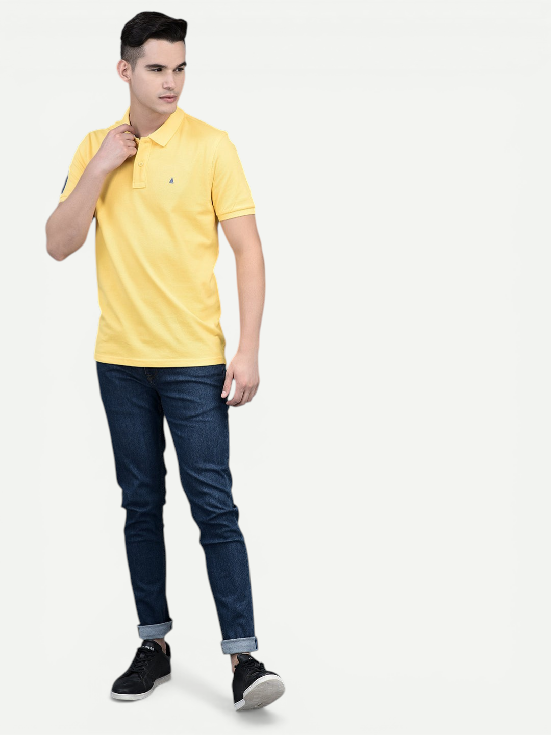 Canoe Men Short Sleeve Polo Neck Solid Pattern T-Shirt