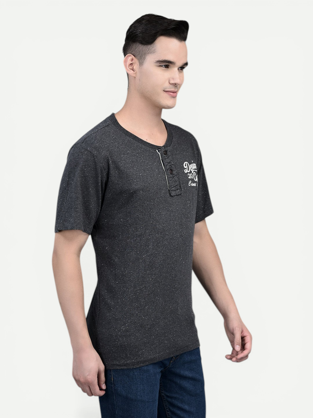 Canoe Men Short Sleeve Polo Neck Solid Pattern T-Shirt