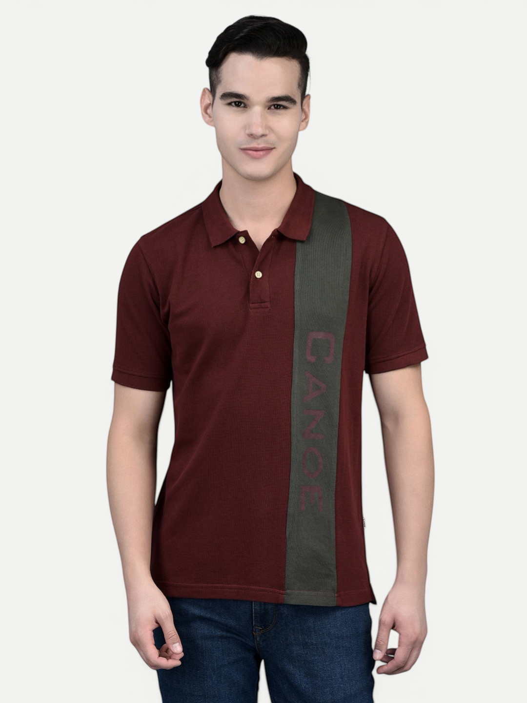 Canoe Men Short Sleeve Polo Neck Printed Pattern T-Shirt