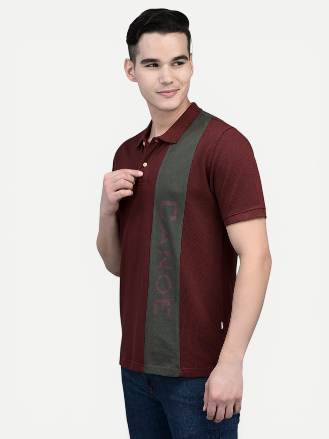 Canoe Men Short Sleeve Polo Neck Printed Pattern T-Shirt