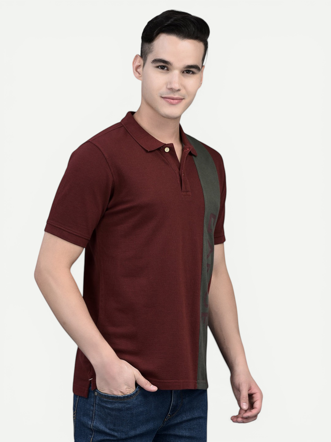 Canoe Men Short Sleeve Polo Neck Printed Pattern T-Shirt