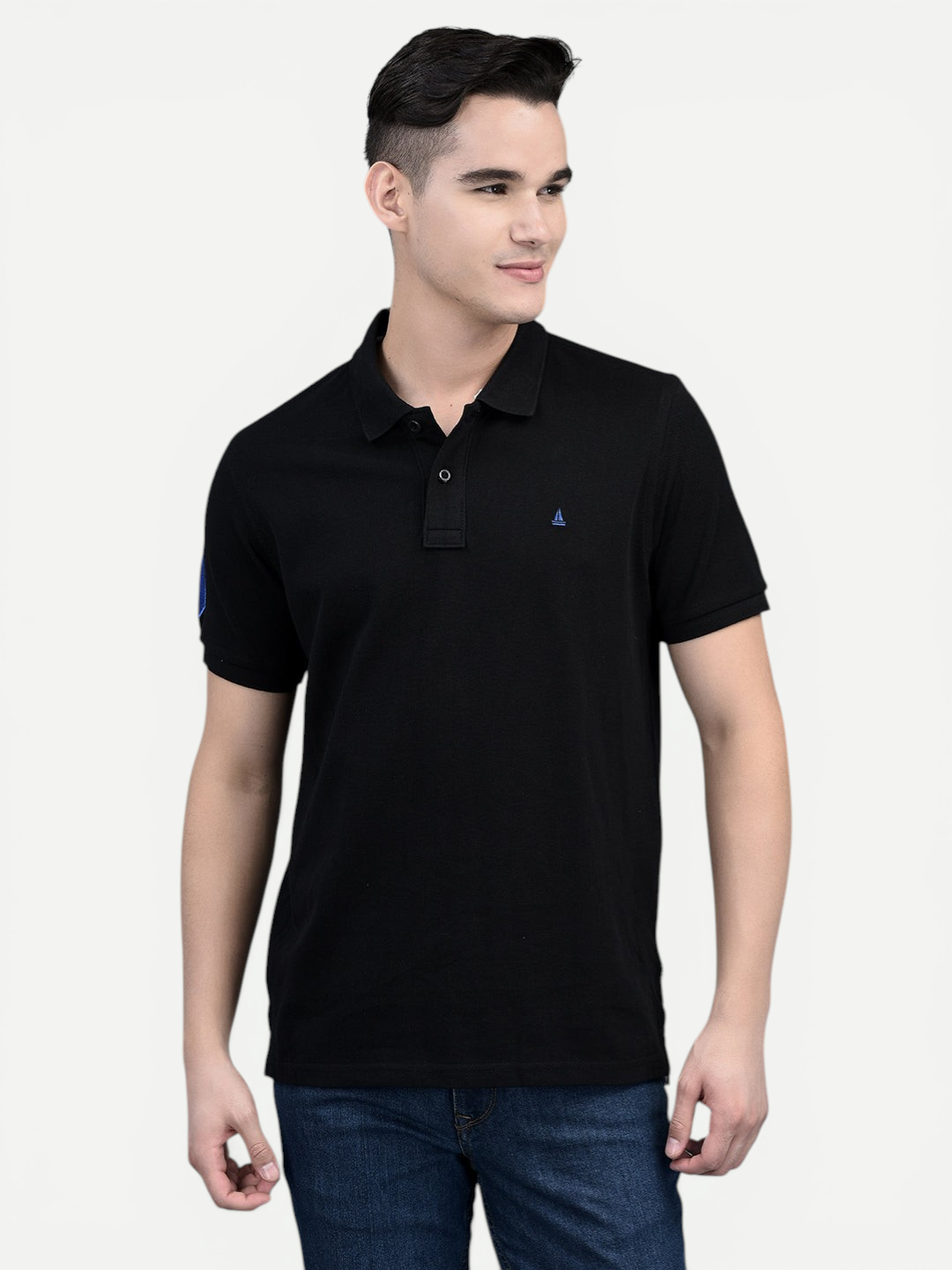 Canoe Men Short Sleeve Polo Neck Solid Pattern T-Shirt