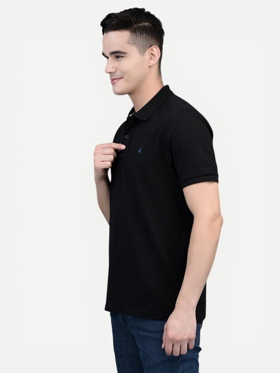 Canoe Men Short Sleeve Polo Neck Solid Pattern T-Shirt