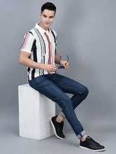 गैलरी व्यूवर में इमेज लोड करें, Canoe Men Short Sleeve Polo Neck Striped Pattern T-Shirt
