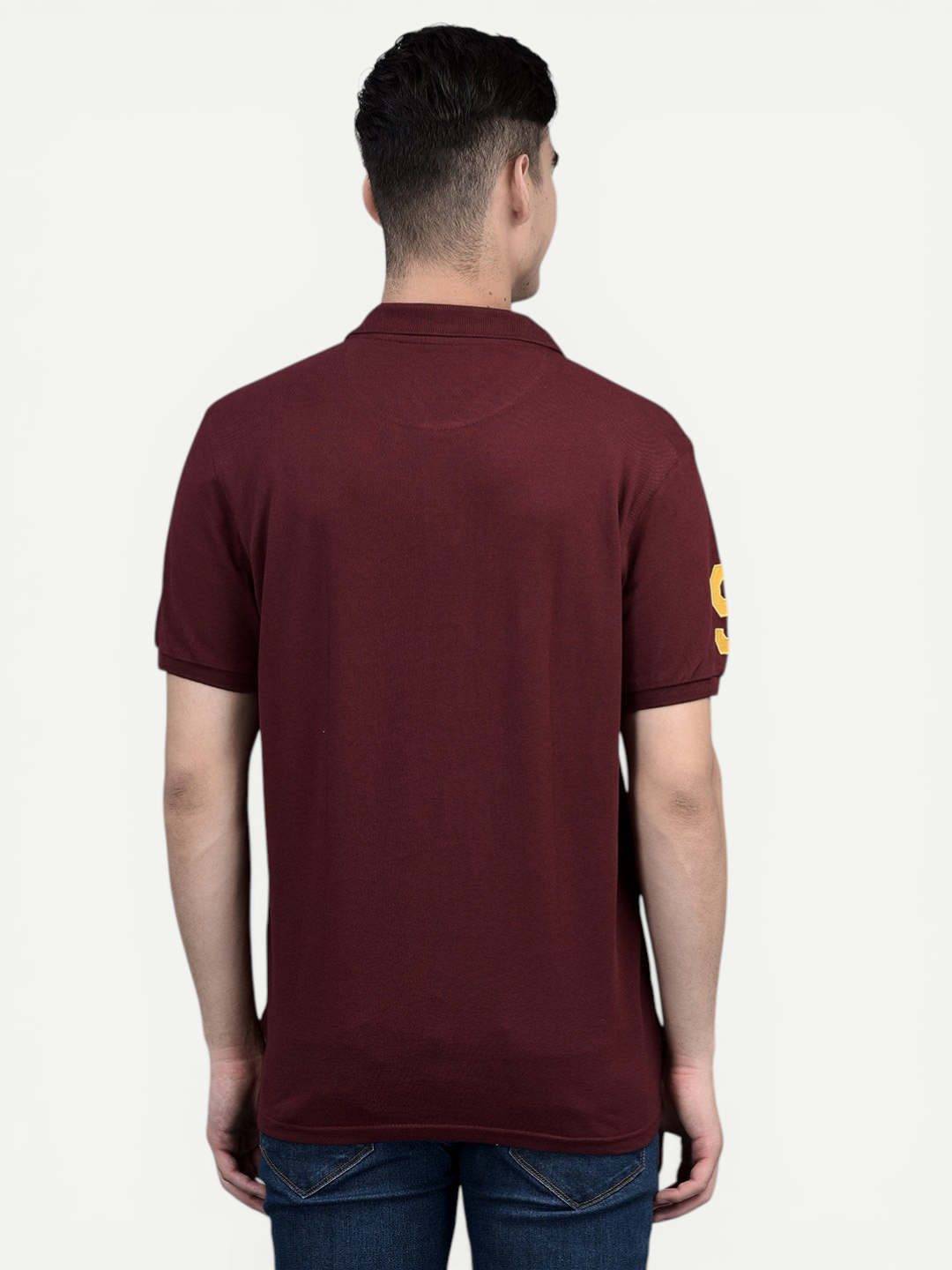 Canoe Men Short Sleeve Polo Neck Solid Pattern T-Shirt