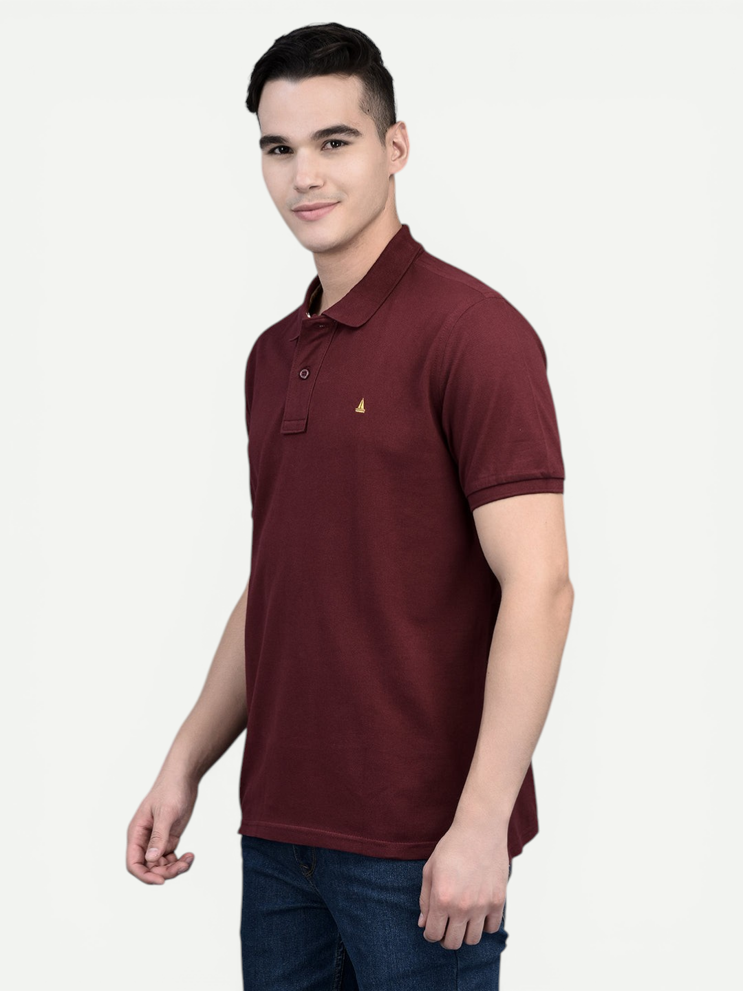 Canoe Men Short Sleeve Polo Neck Solid Pattern T-Shirt