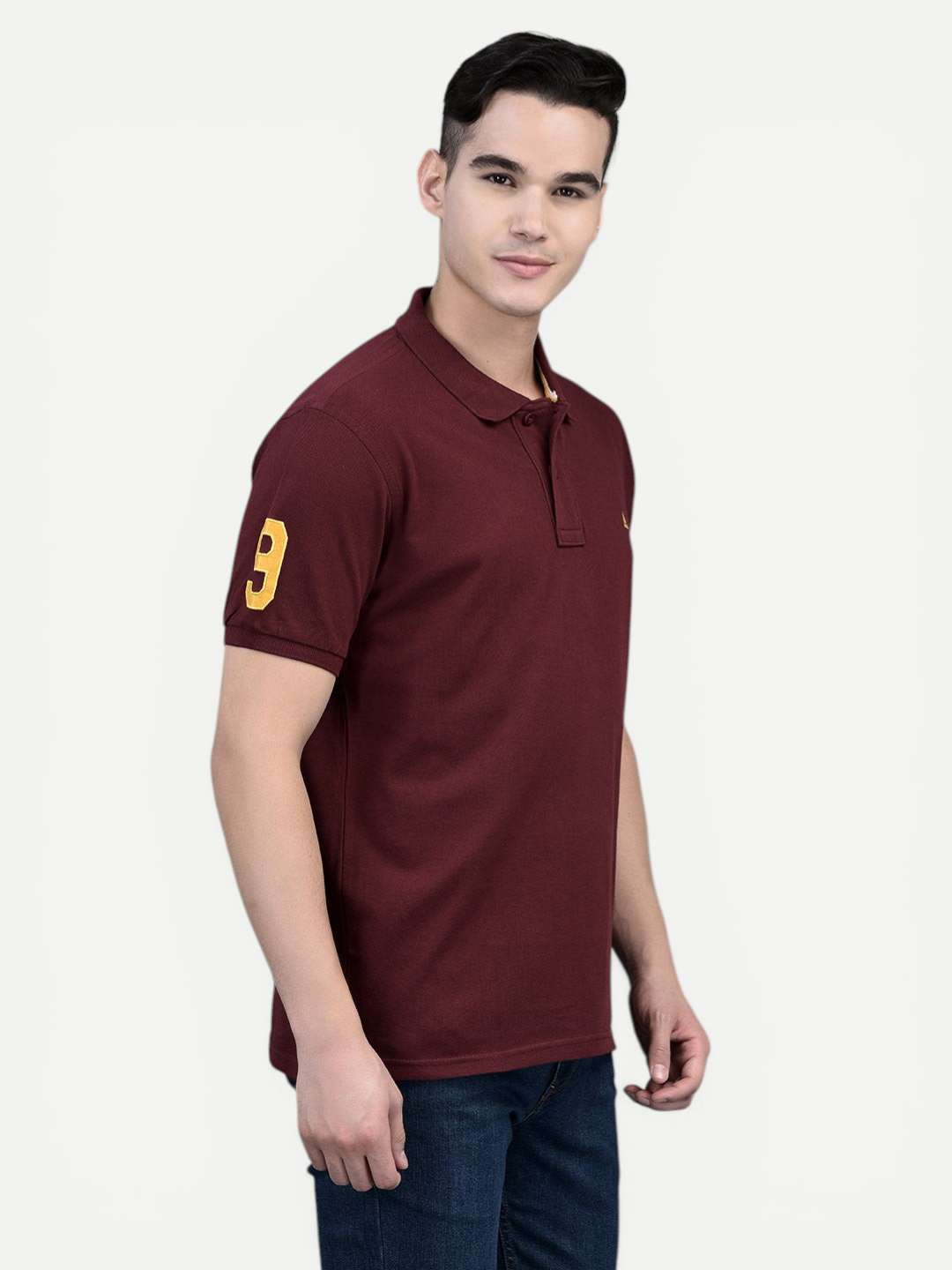 Canoe Men Short Sleeve Polo Neck Solid Pattern T-Shirt