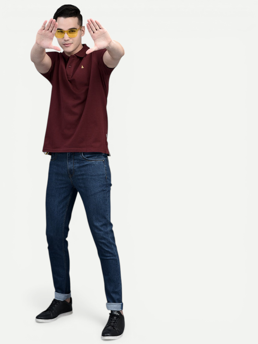 Canoe Men Short Sleeve Polo Neck Solid Pattern T-Shirt