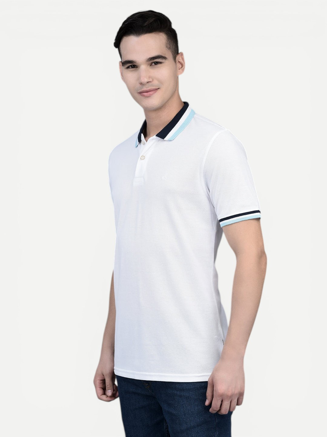 Canoe Men Short Sleeve Polo Neck Solid Pattern T-Shirt