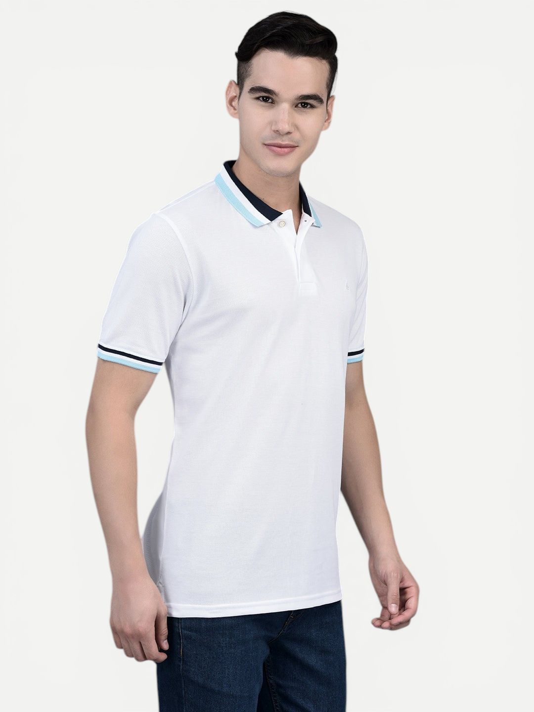 Canoe Men Short Sleeve Polo Neck Solid Pattern T-Shirt