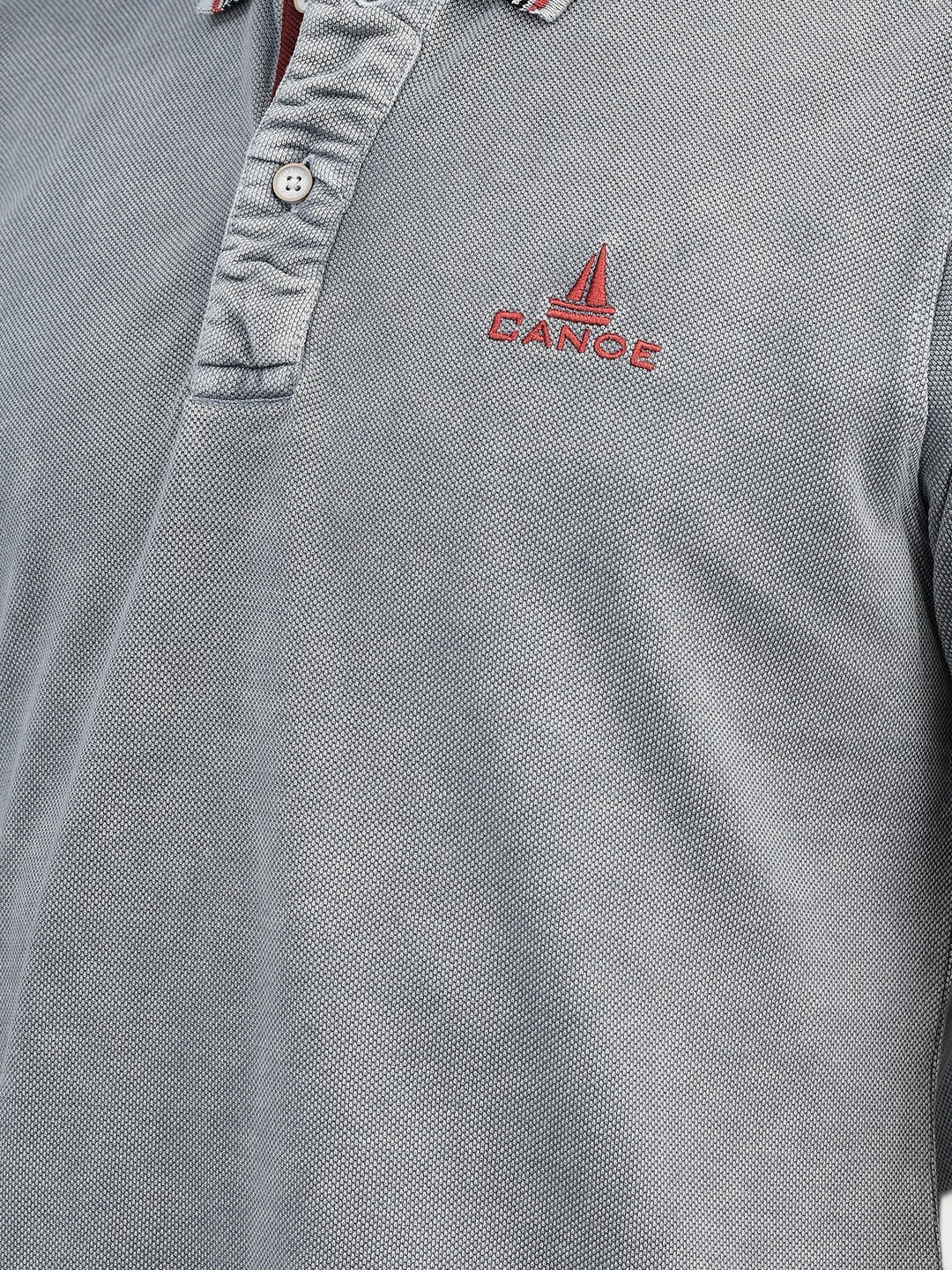 Canoe Men Short Sleeve Polo Neck Solid Pattern T-Shirt